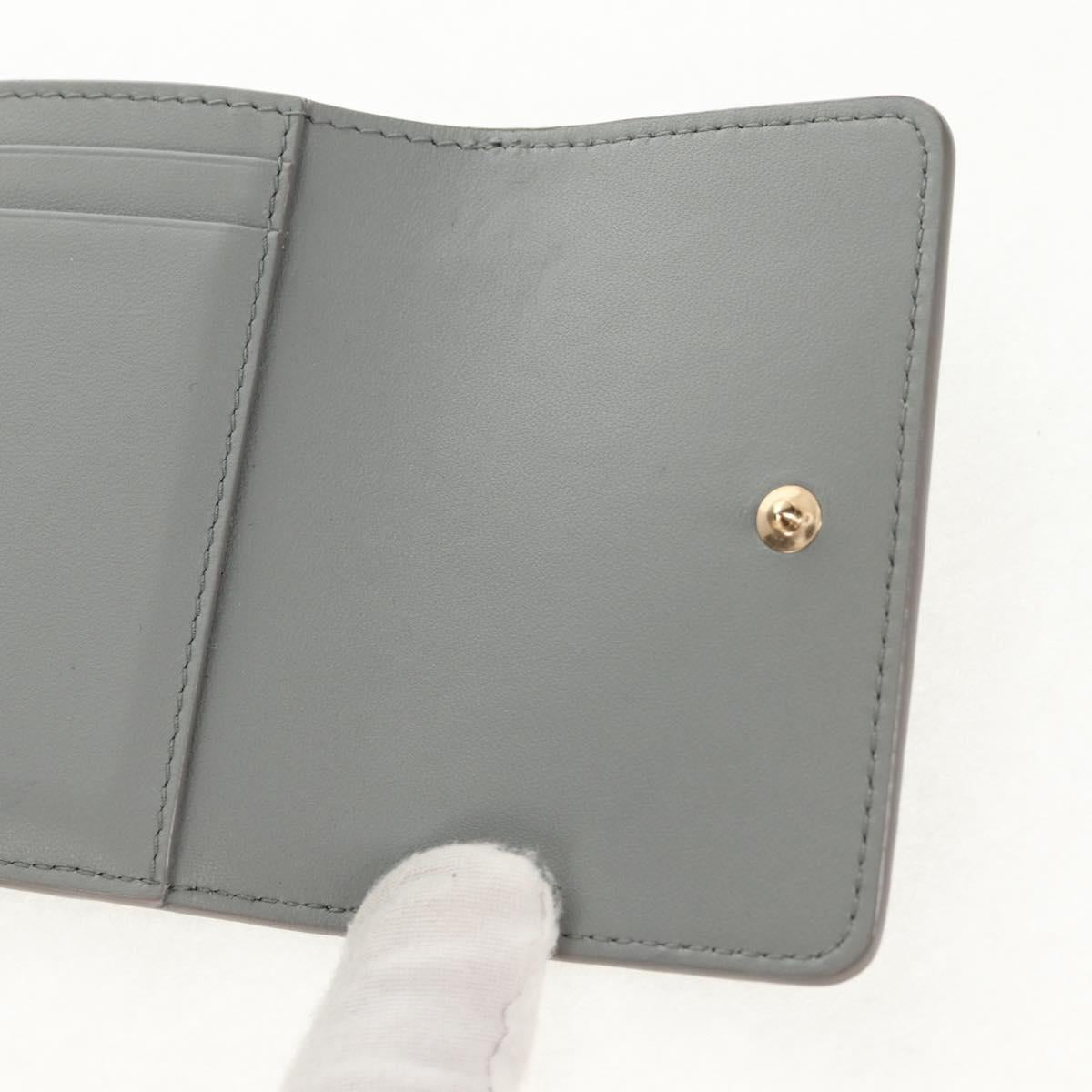 Christian Dior Bifold Wallet Leather Light Blue Gold Auth am9571M