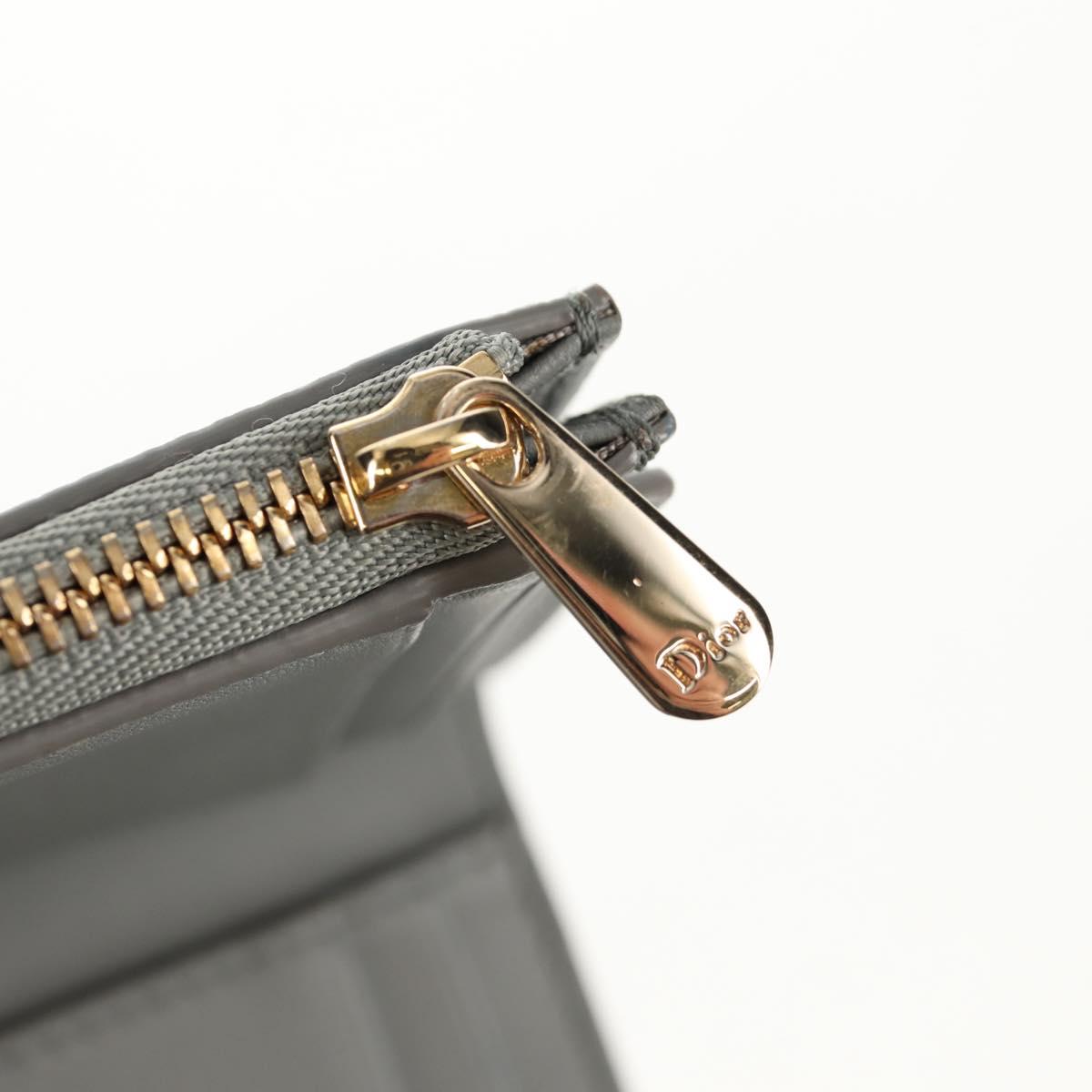 Christian Dior Bifold Wallet Leather Light Blue Gold Auth am9571M