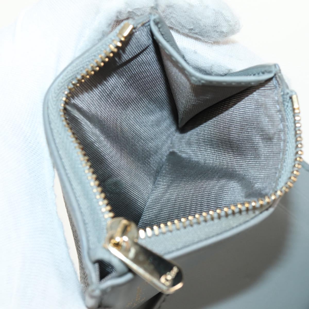 Christian Dior Bifold Wallet Leather Light Blue Gold Auth am9571M