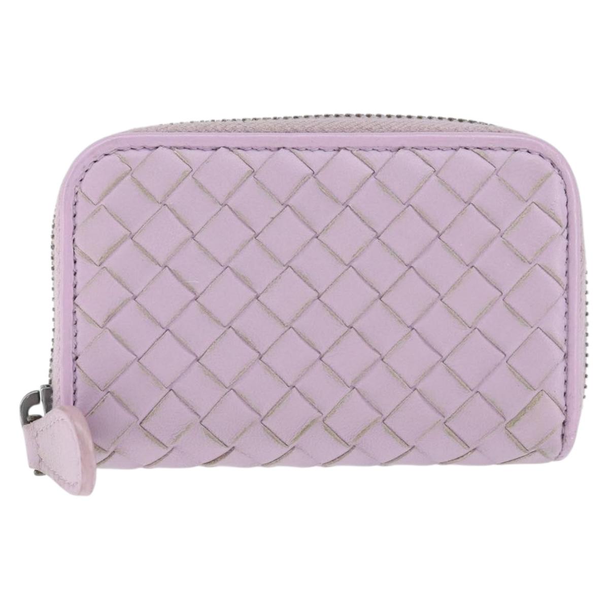 BOTTEGA VENETA INTRECCIATO Coin Purse Leather Pink Auth am9574V