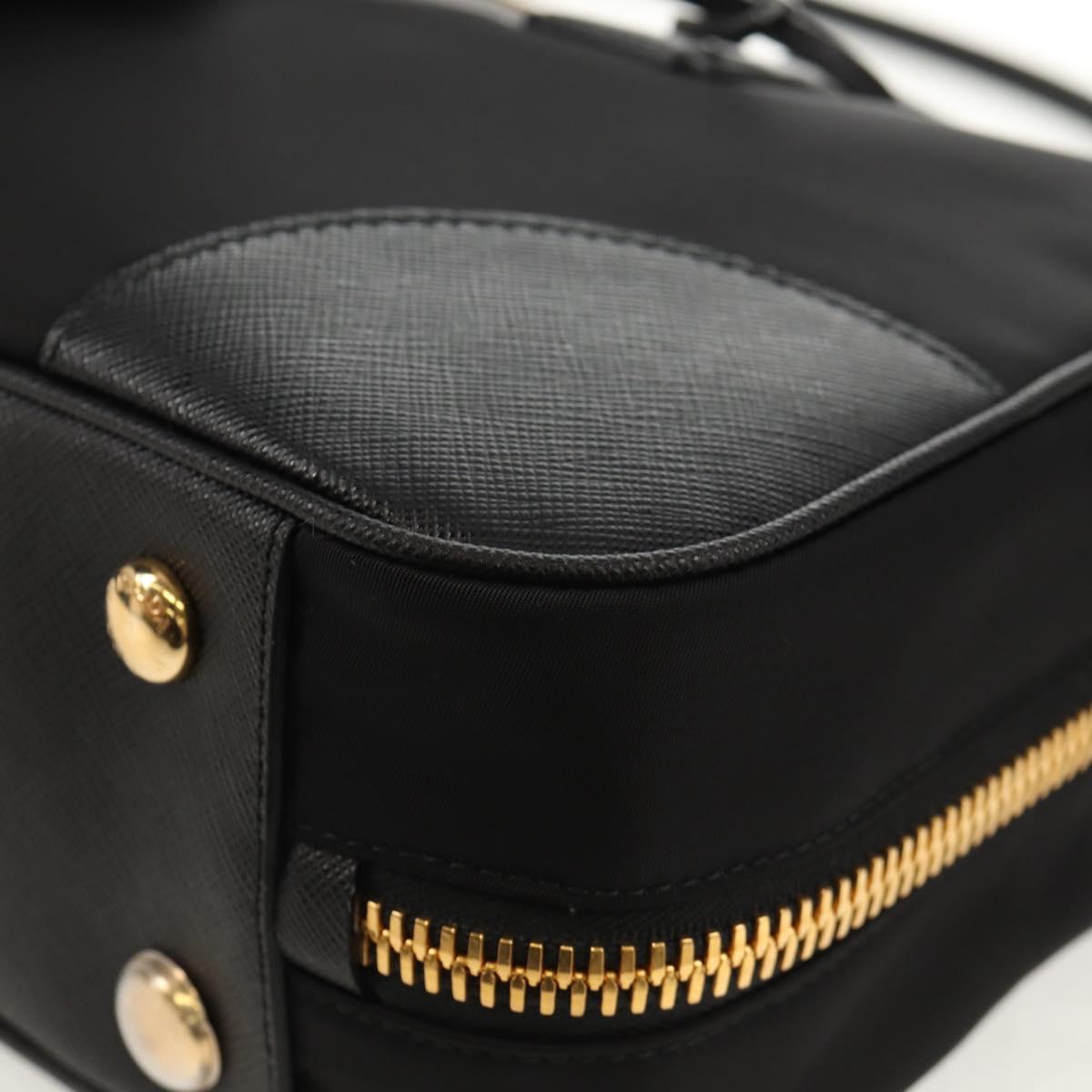 PRADA Hand Bag Nylon 2way Black Gold 1BB115 Auth am9579SM