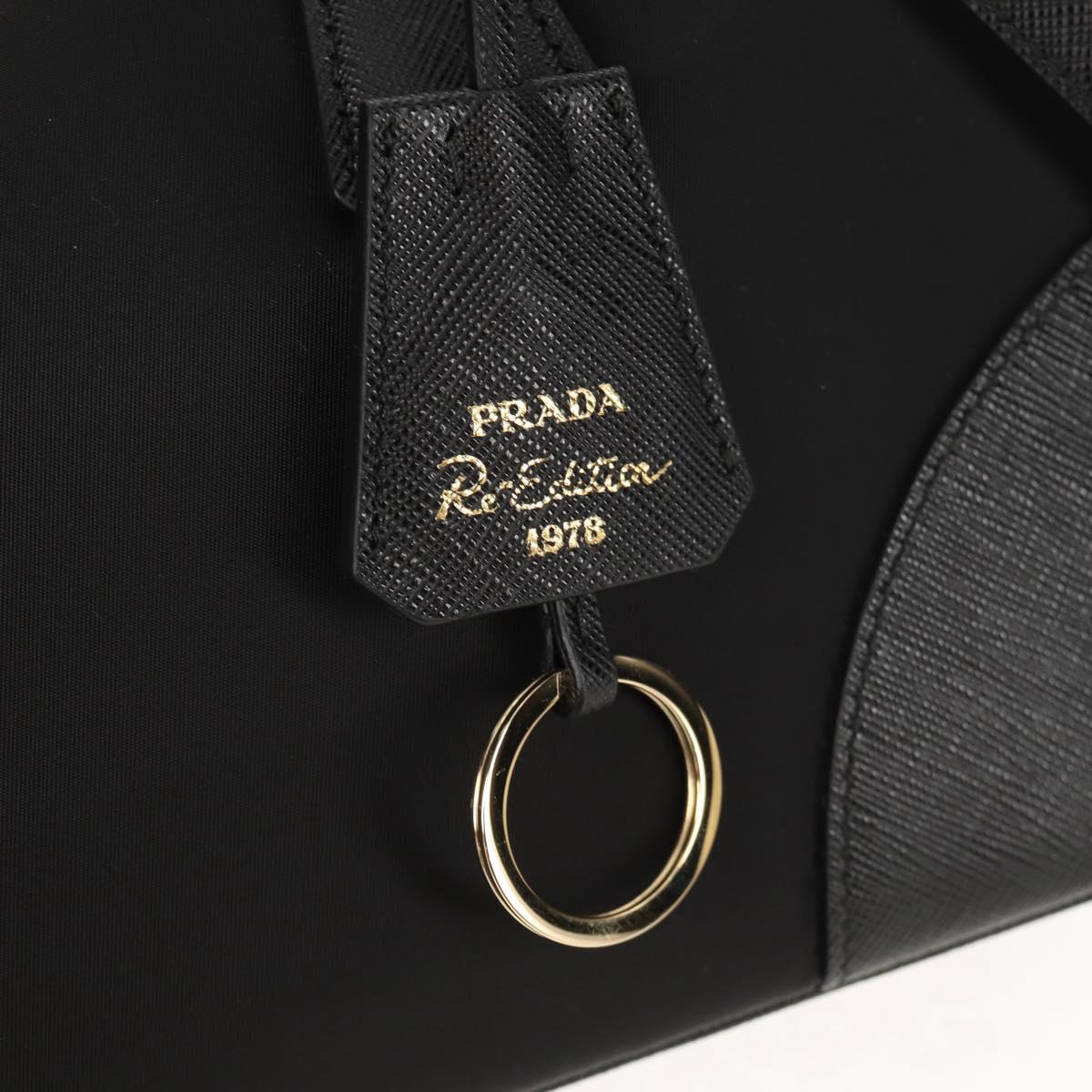 PRADA Hand Bag Nylon 2way Black Gold 1BB115 Auth am9579SM