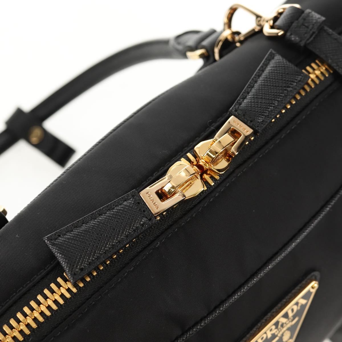PRADA Hand Bag Nylon 2way Black Gold 1BB115 Auth am9579SM