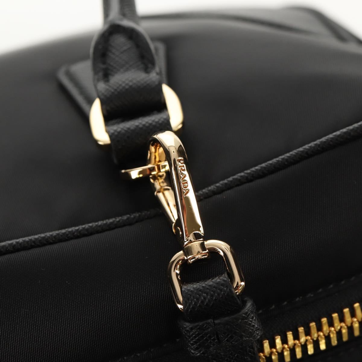 PRADA Hand Bag Nylon 2way Black Gold 1BB115 Auth am9579SM