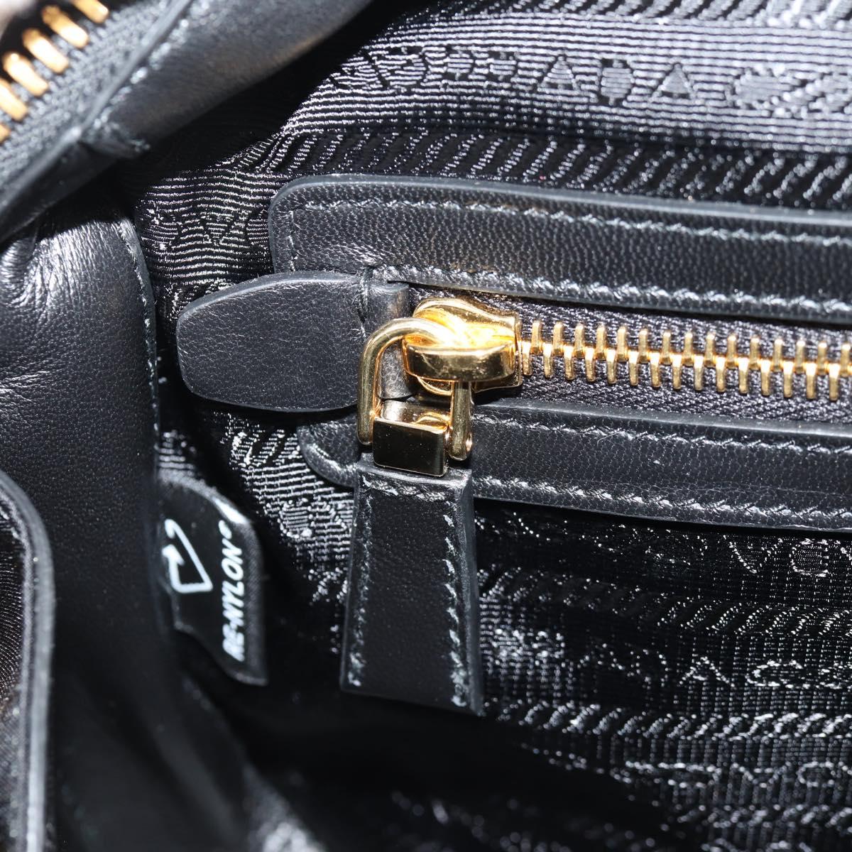 PRADA Hand Bag Nylon 2way Black Gold 1BB115 Auth am9579SM