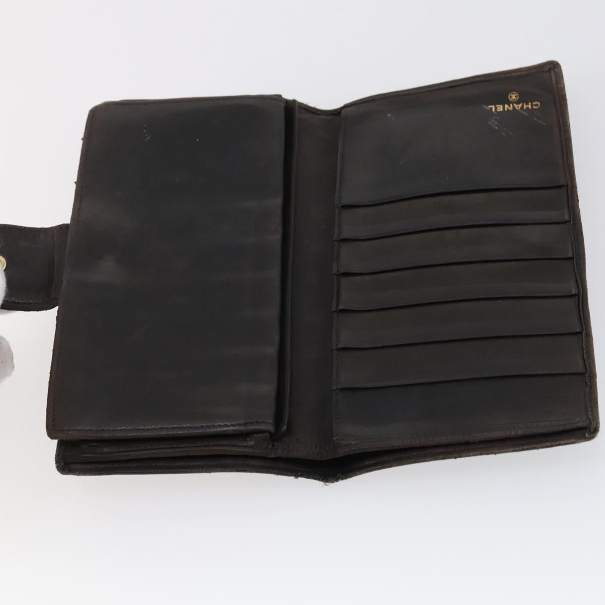 CHANEL Wallet Leather 3Set Black CC Auth am9582