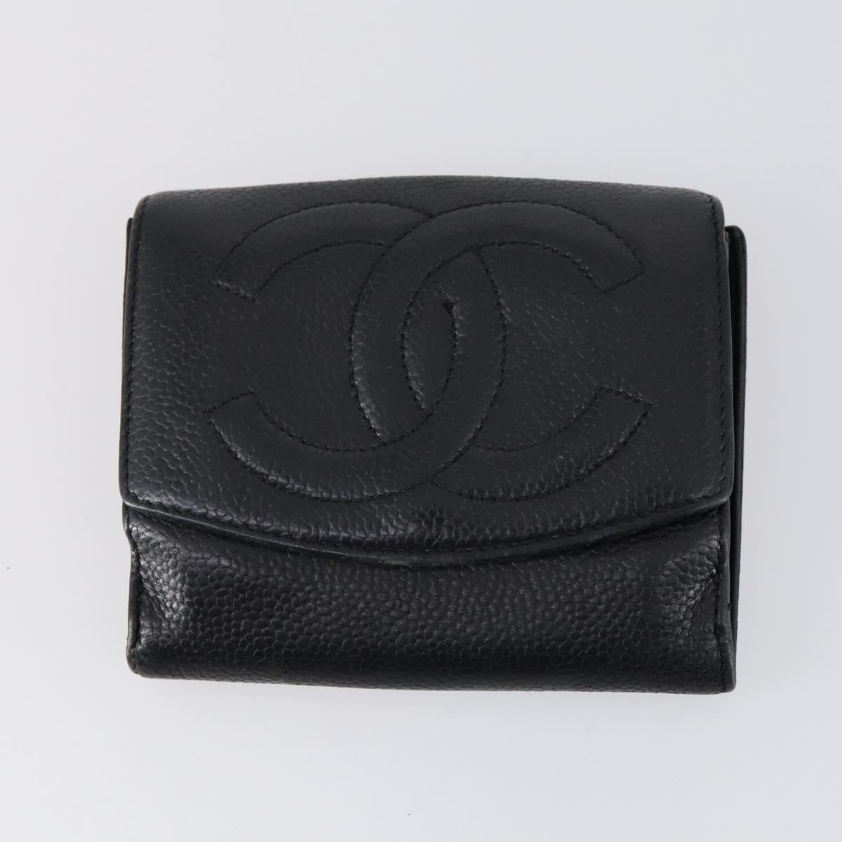 CHANEL Wallet Leather 3Set Black CC Auth am9582
