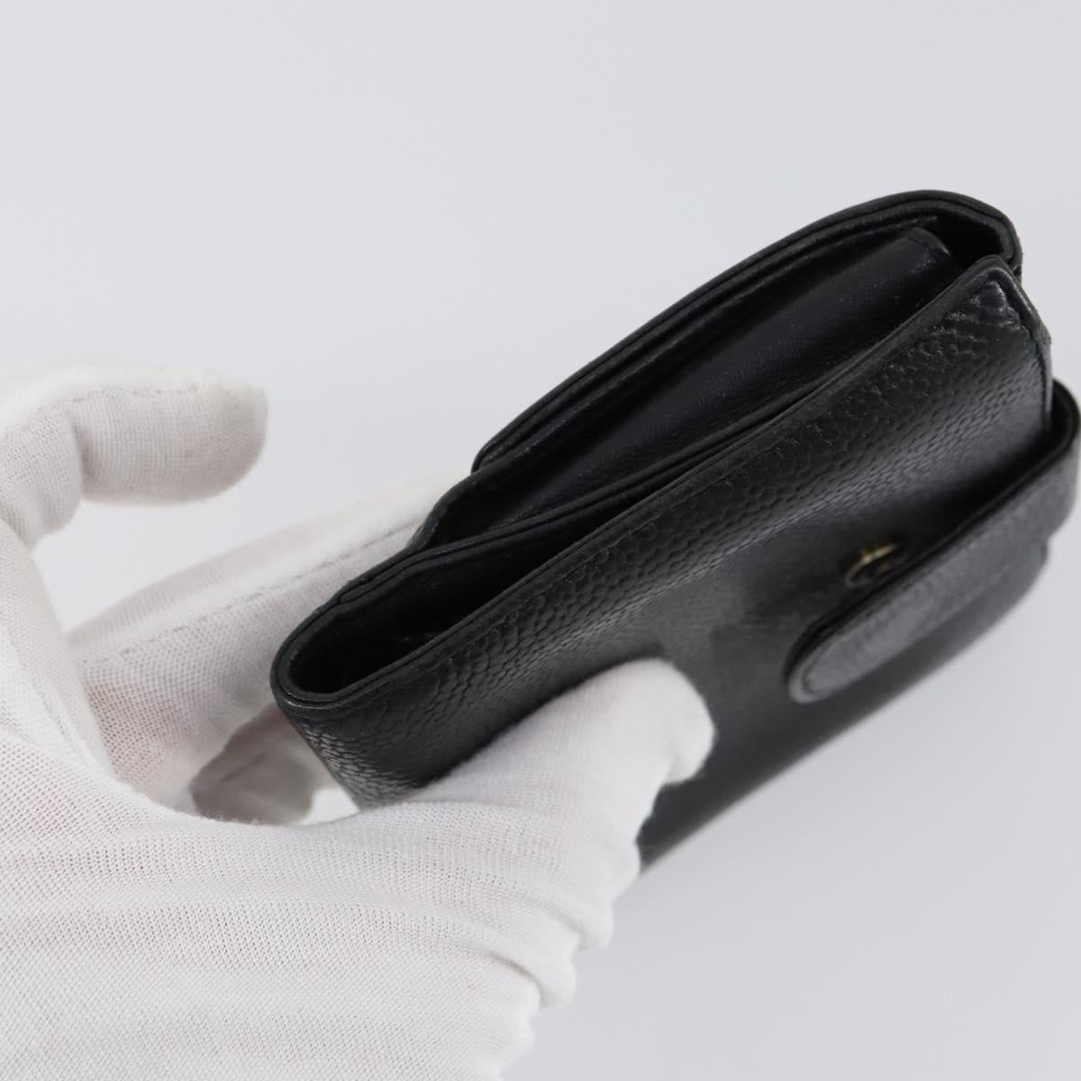 CHANEL Wallet Leather 3Set Black CC Auth am9582