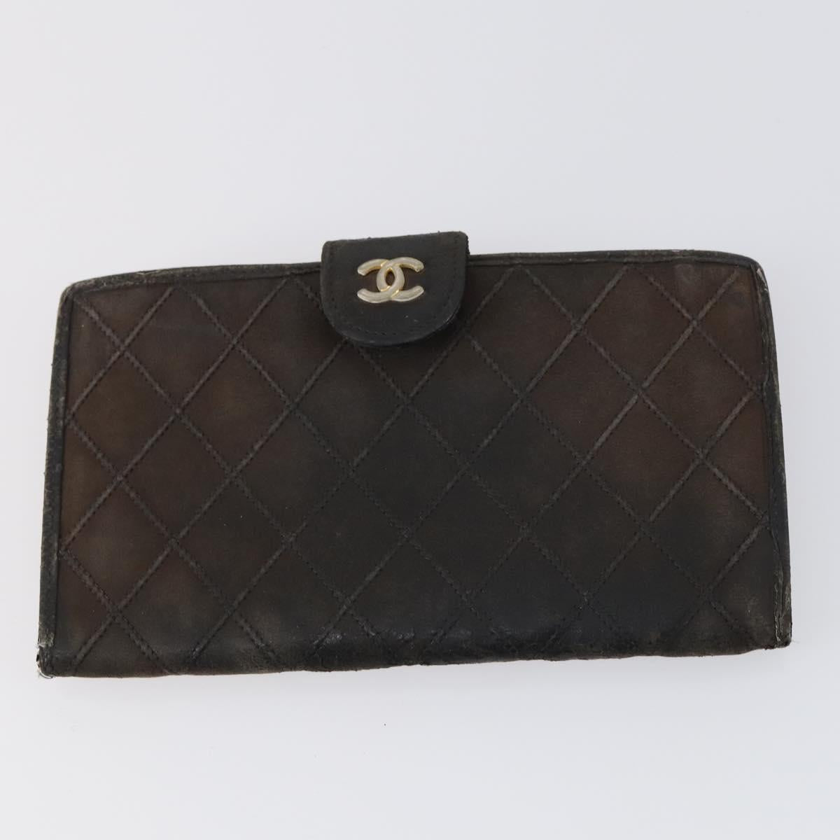 CHANEL Wallet Leather 3Set Black CC Auth am9582