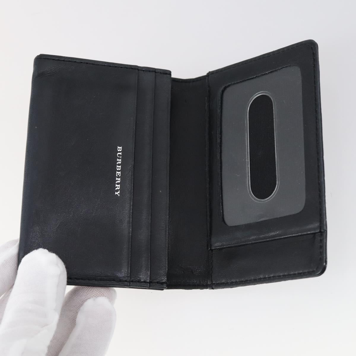 BURBERRY Nova Check Card Case Wallet Leather 2Set Black Auth am9583