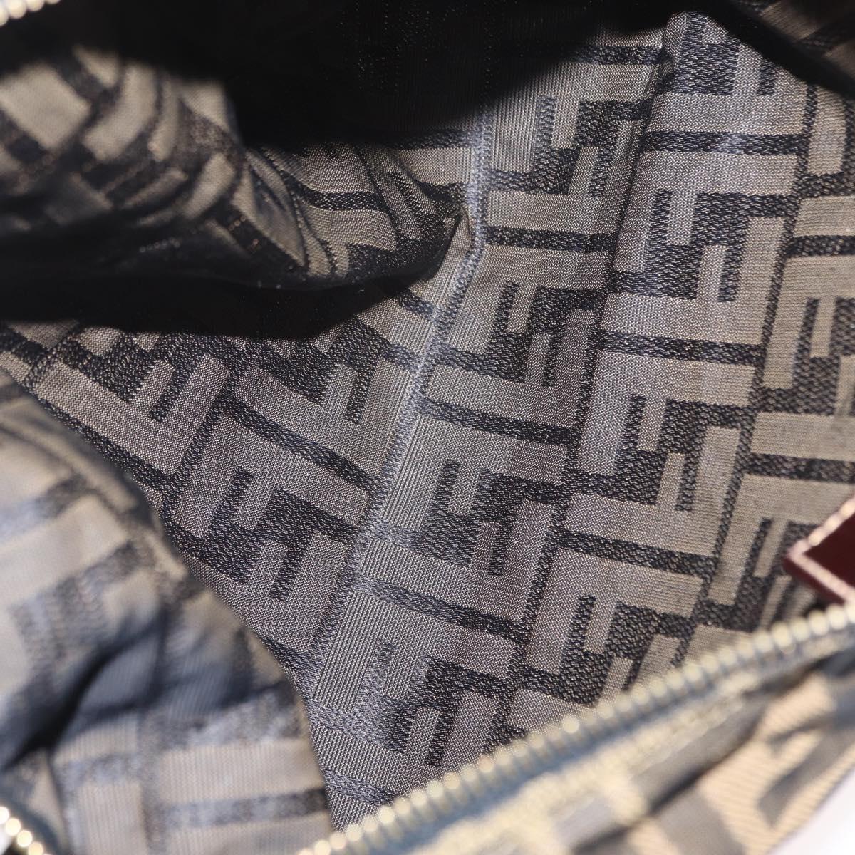 FENDI Zucca Canvas Pouch Black Brown Auth am9590