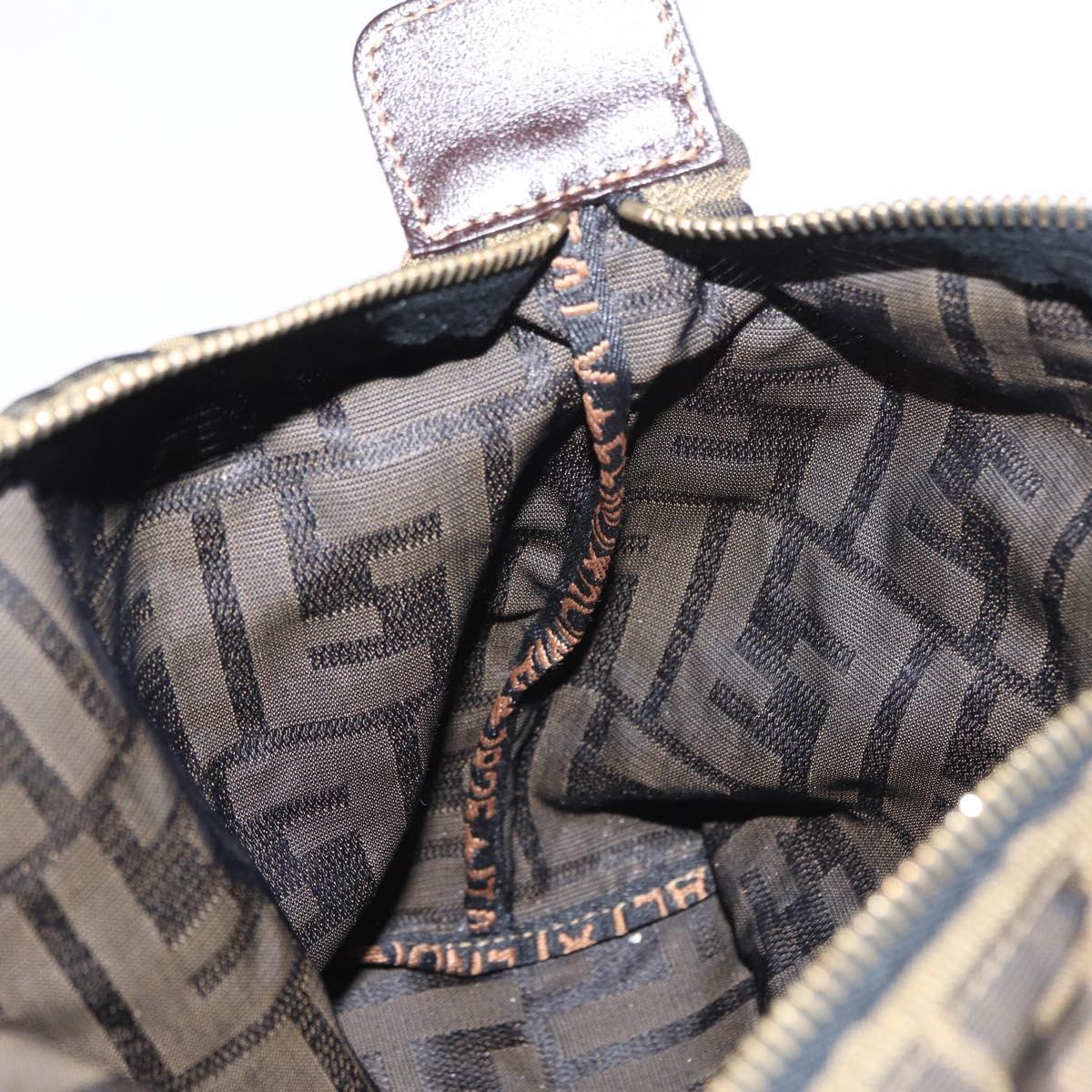 FENDI Zucca Canvas Pouch Black Brown Auth am9590