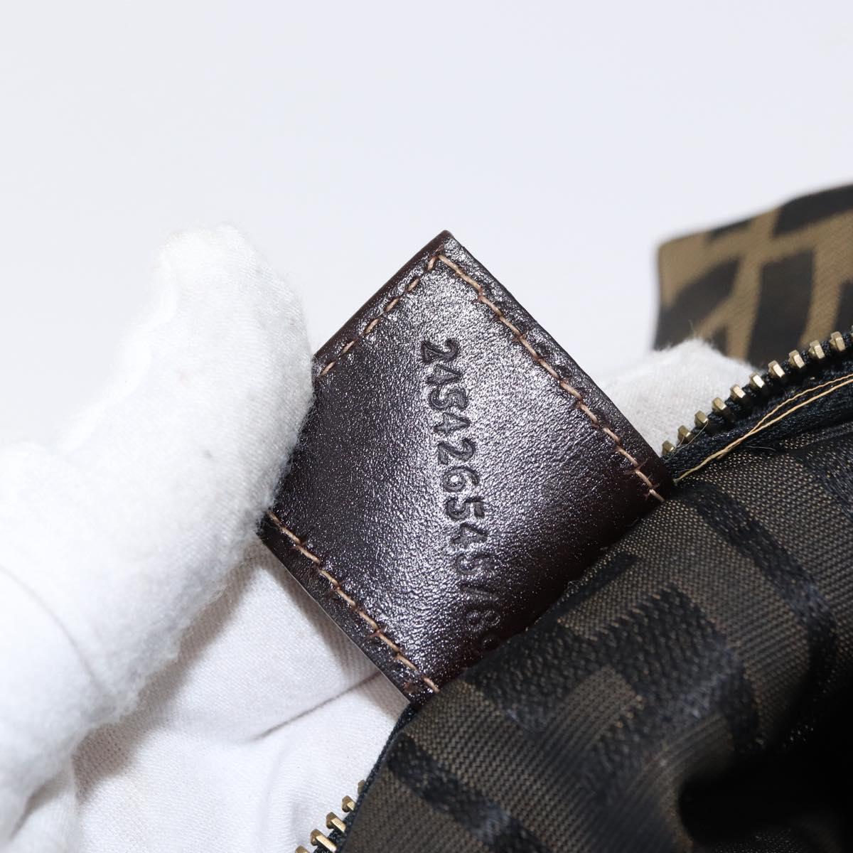 FENDI Zucca Canvas Pouch Black Brown Auth am9590