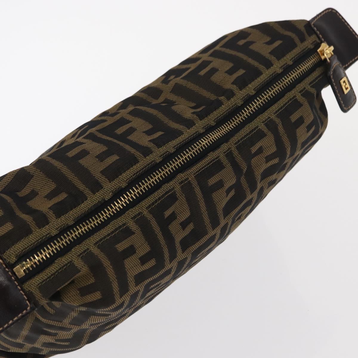 FENDI Zucca Canvas Pouch Black Brown Auth am9590