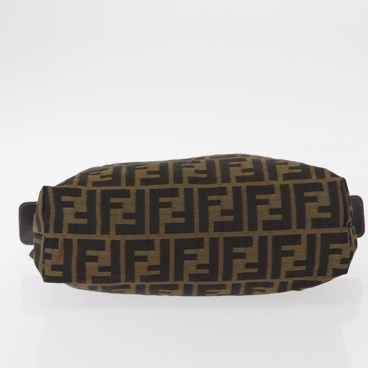 FENDI Zucca Canvas Pouch Black Brown Auth am9590