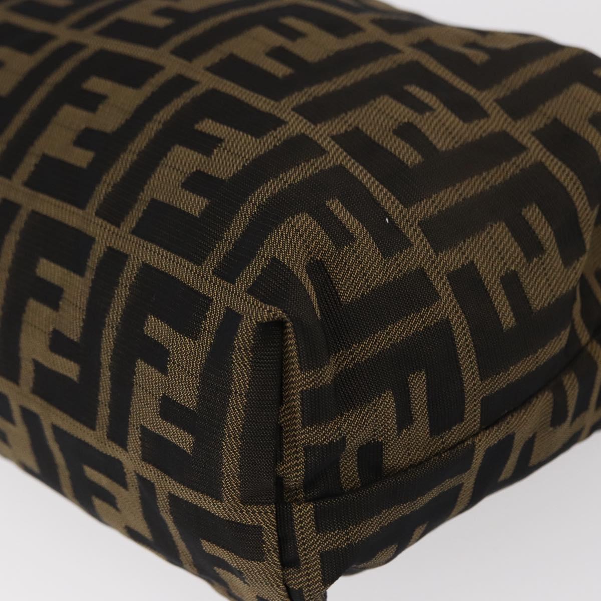 FENDI Zucca Canvas Pouch Black Brown Auth am9590