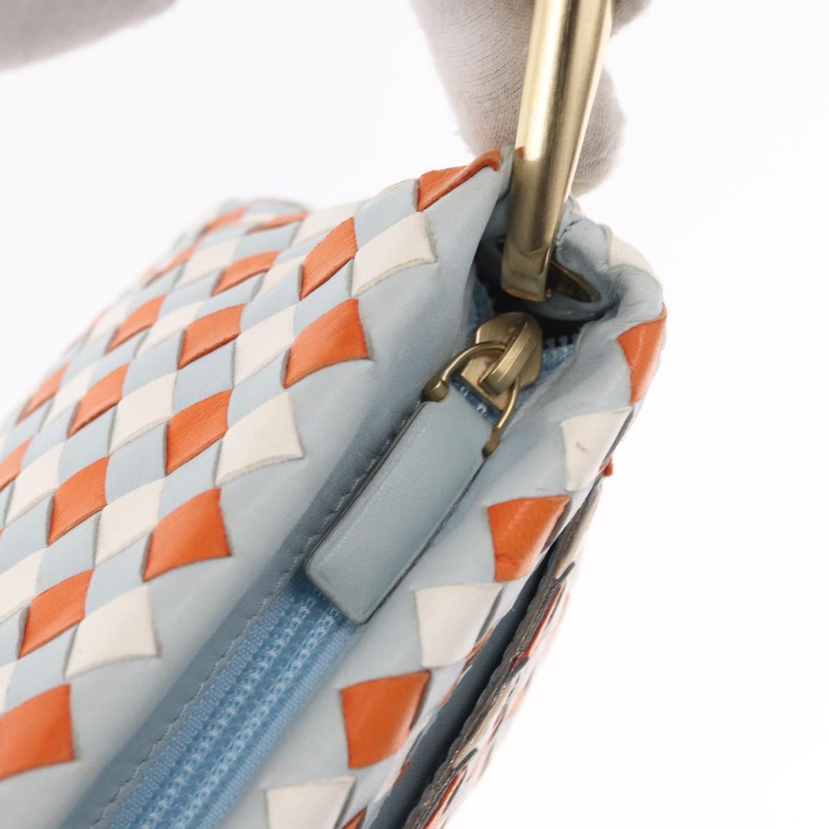 BOTTEGA VENETA INTRECCIATO Shoulder Bag Leather Light Blue Gold Auth am9591