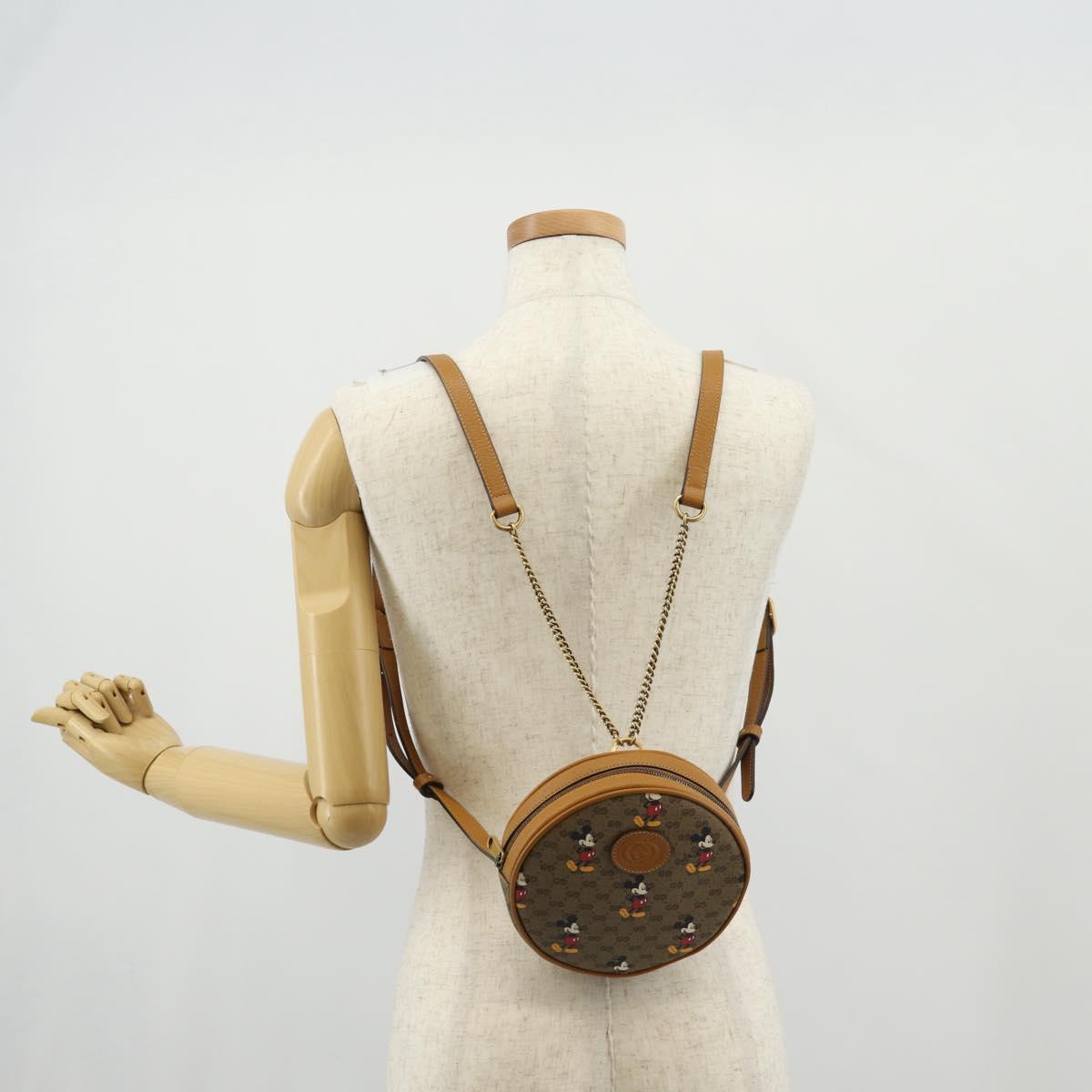 GUCCI Micro GG Supreme Disney Chain Mini Backpack PVC Beige 603730 Auth am9593M