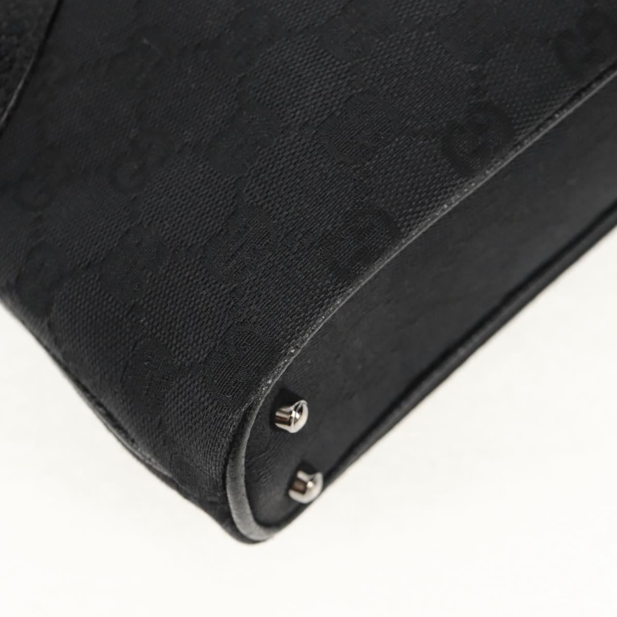 GUCCI GG Canvas Hand Bag Black Silver 113015 Auth am9594V