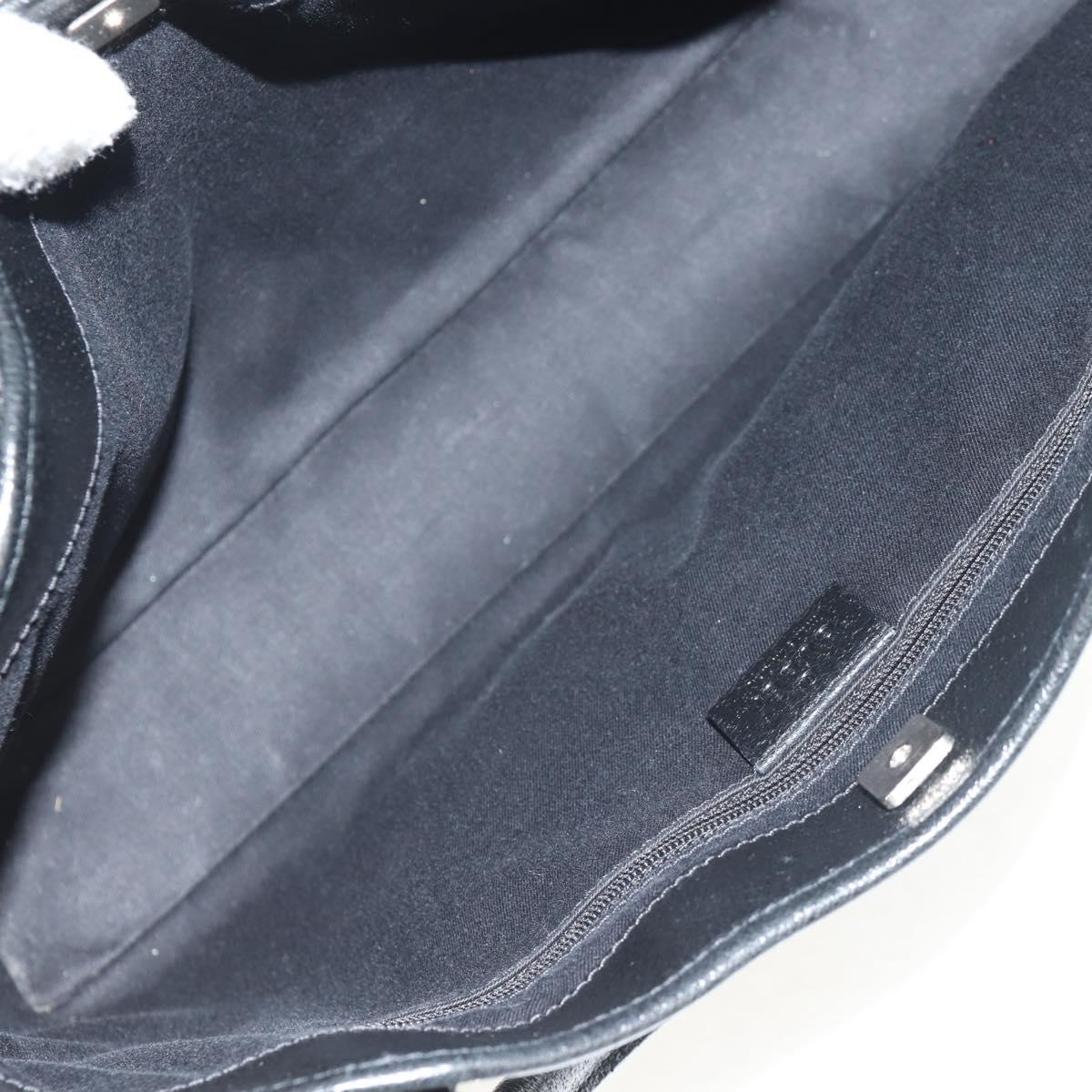 GUCCI GG Canvas Hand Bag Black Silver 113015 Auth am9594V