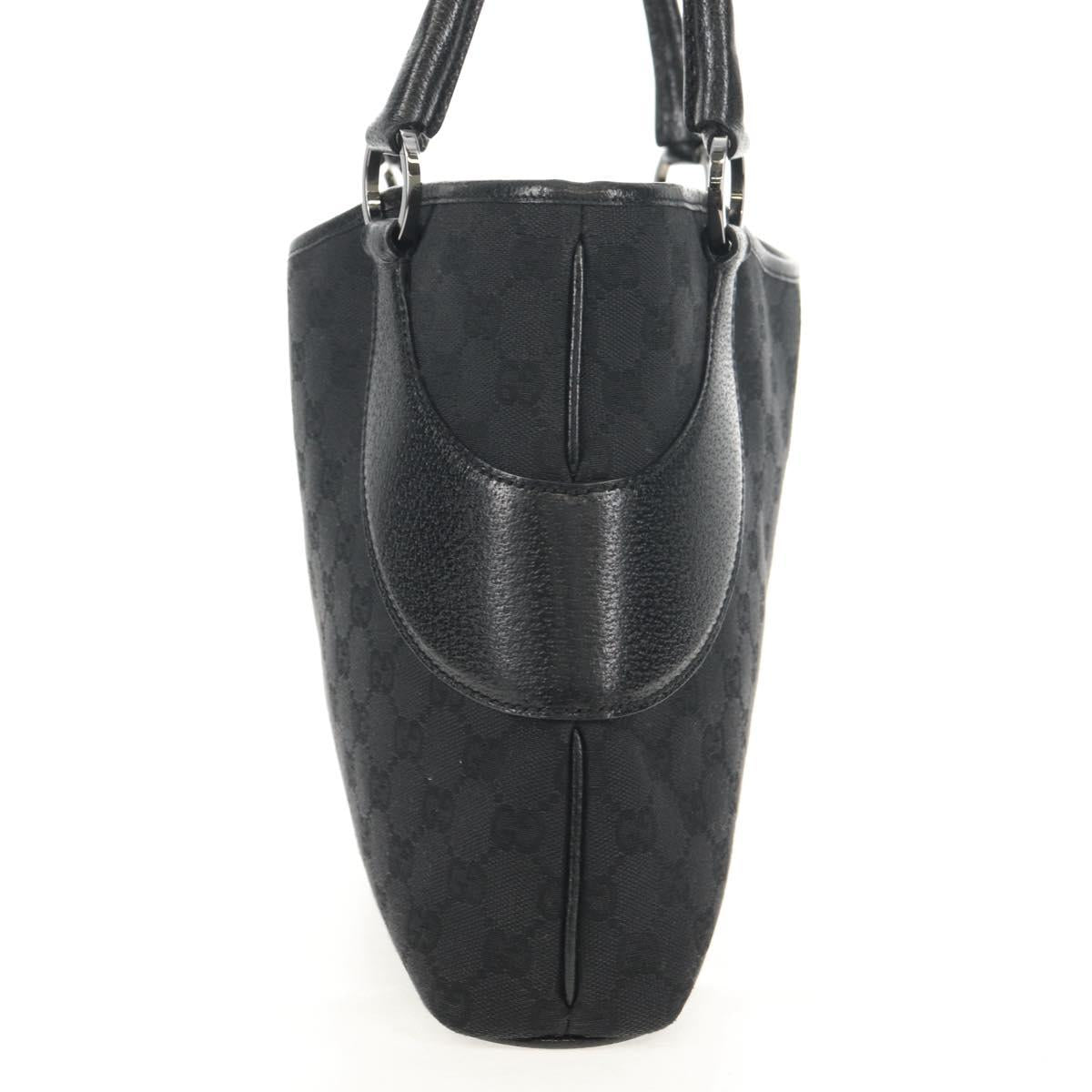 GUCCI GG Canvas Hand Bag Black Silver 113015 Auth am9594V