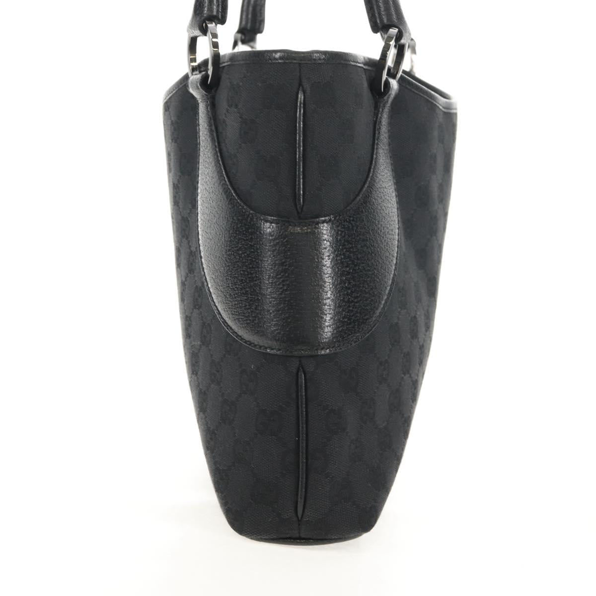 GUCCI GG Canvas Hand Bag Black Silver 113015 Auth am9594V