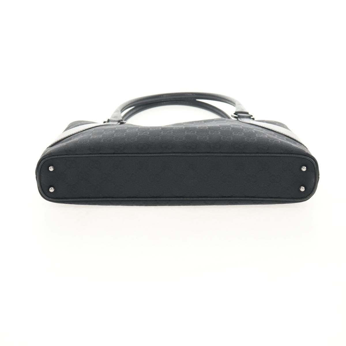 GUCCI GG Canvas Hand Bag Black Silver 113015 Auth am9594V