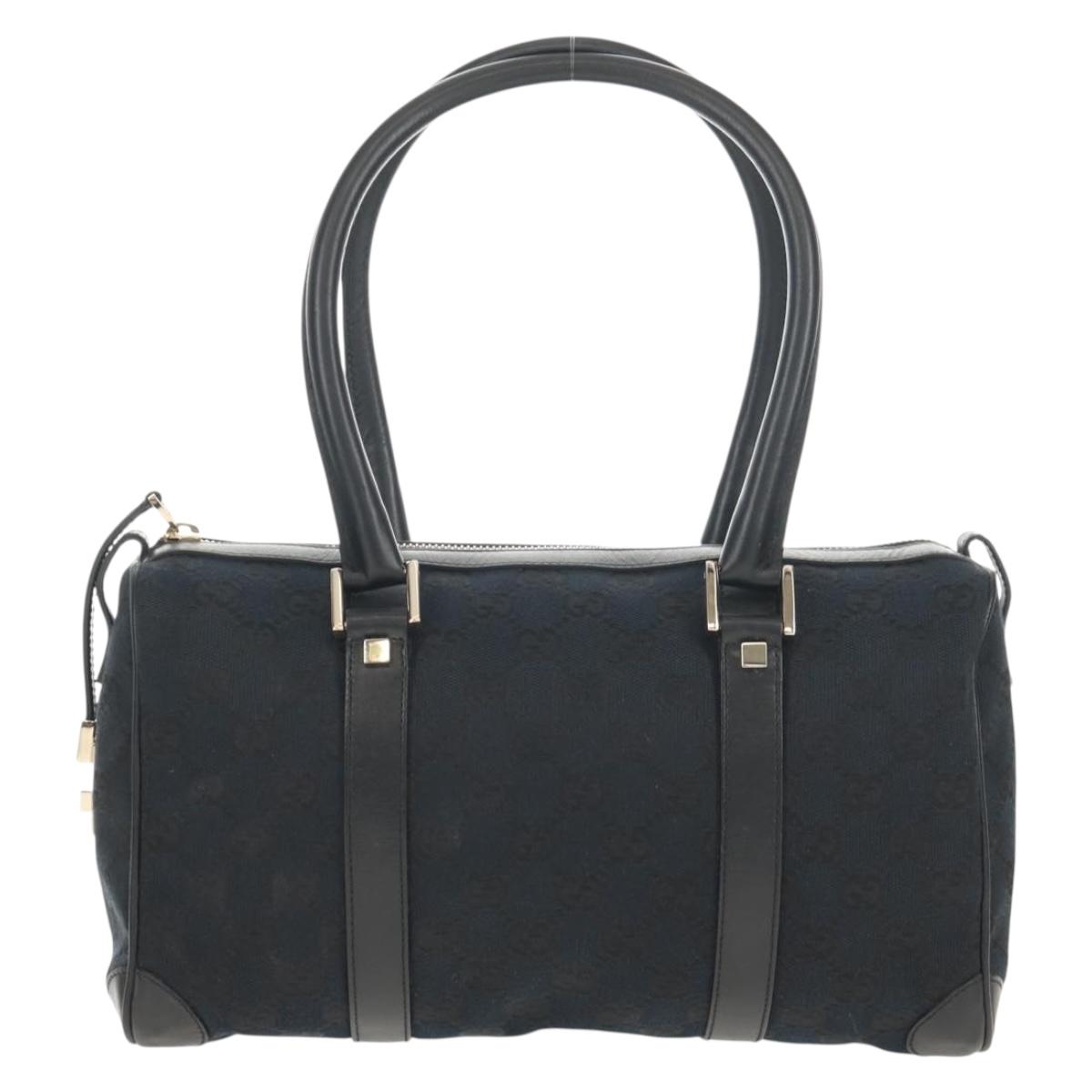 GUCCI GG Canvas Hand Bag Black Gold 000 0851 Auth am9595V