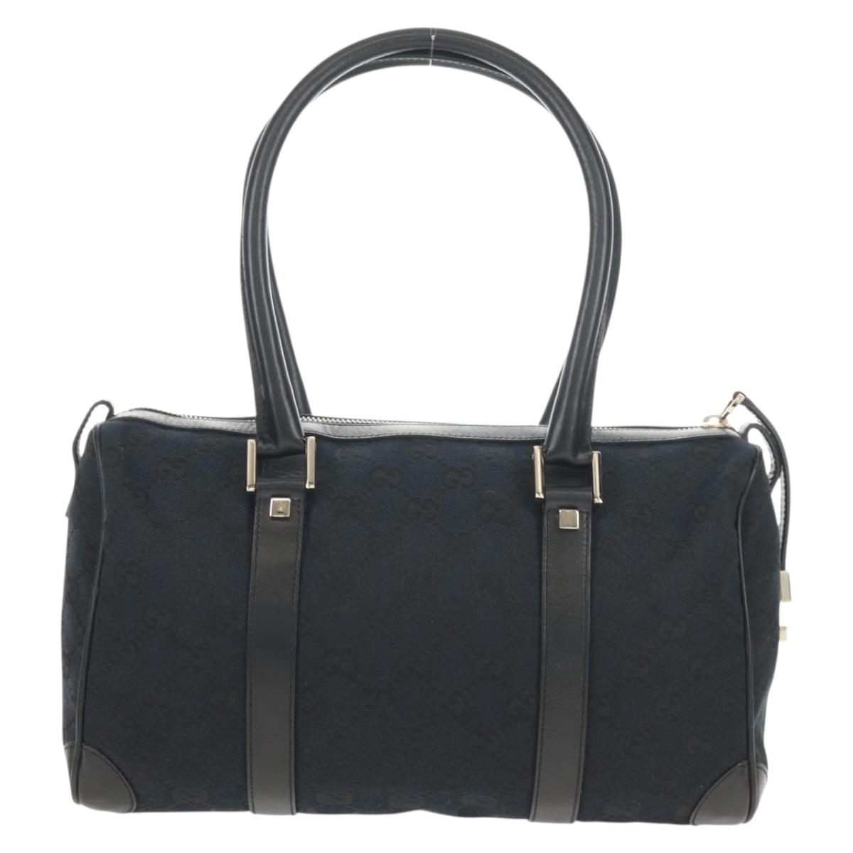 GUCCI GG Canvas Hand Bag Black Gold 000 0851 Auth am9595V