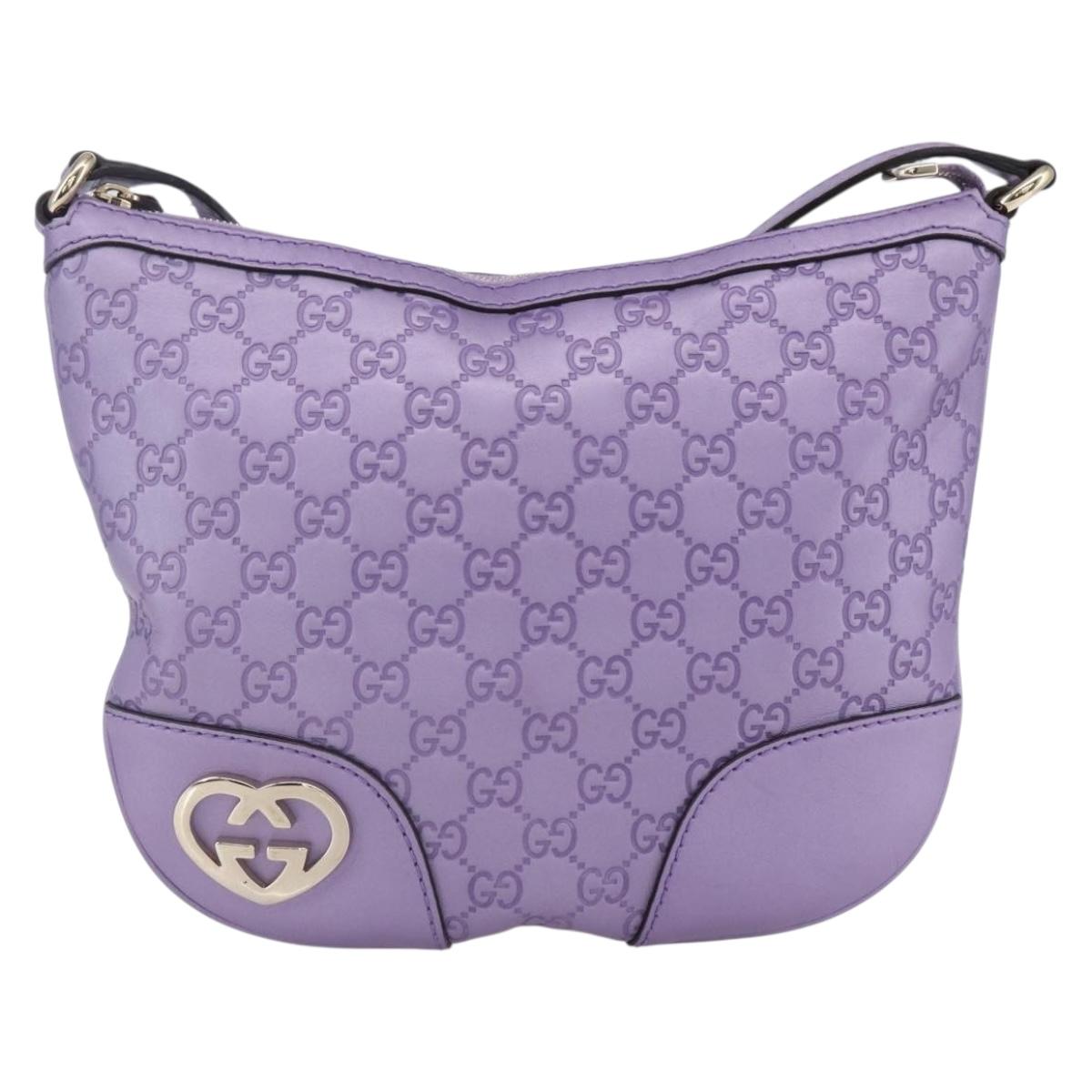 GUCCI GG Canvas Gussissima Shoulder Bag Leather Purple Gold 257072 Auth am9596V