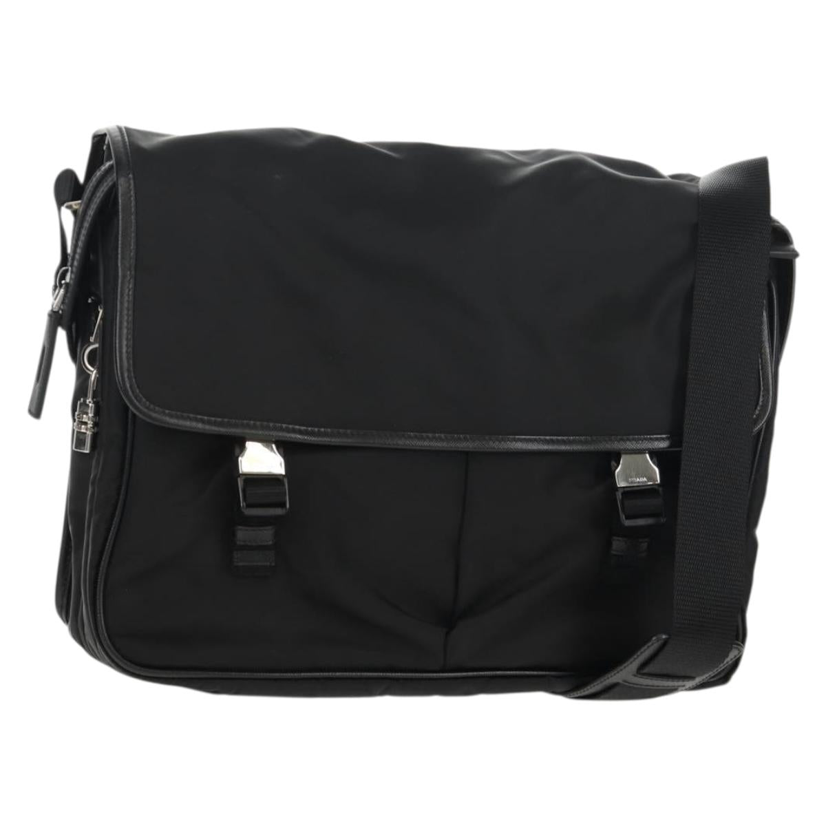 PRADA Shoulder Bag Nylon Black Silver Auth am9598V