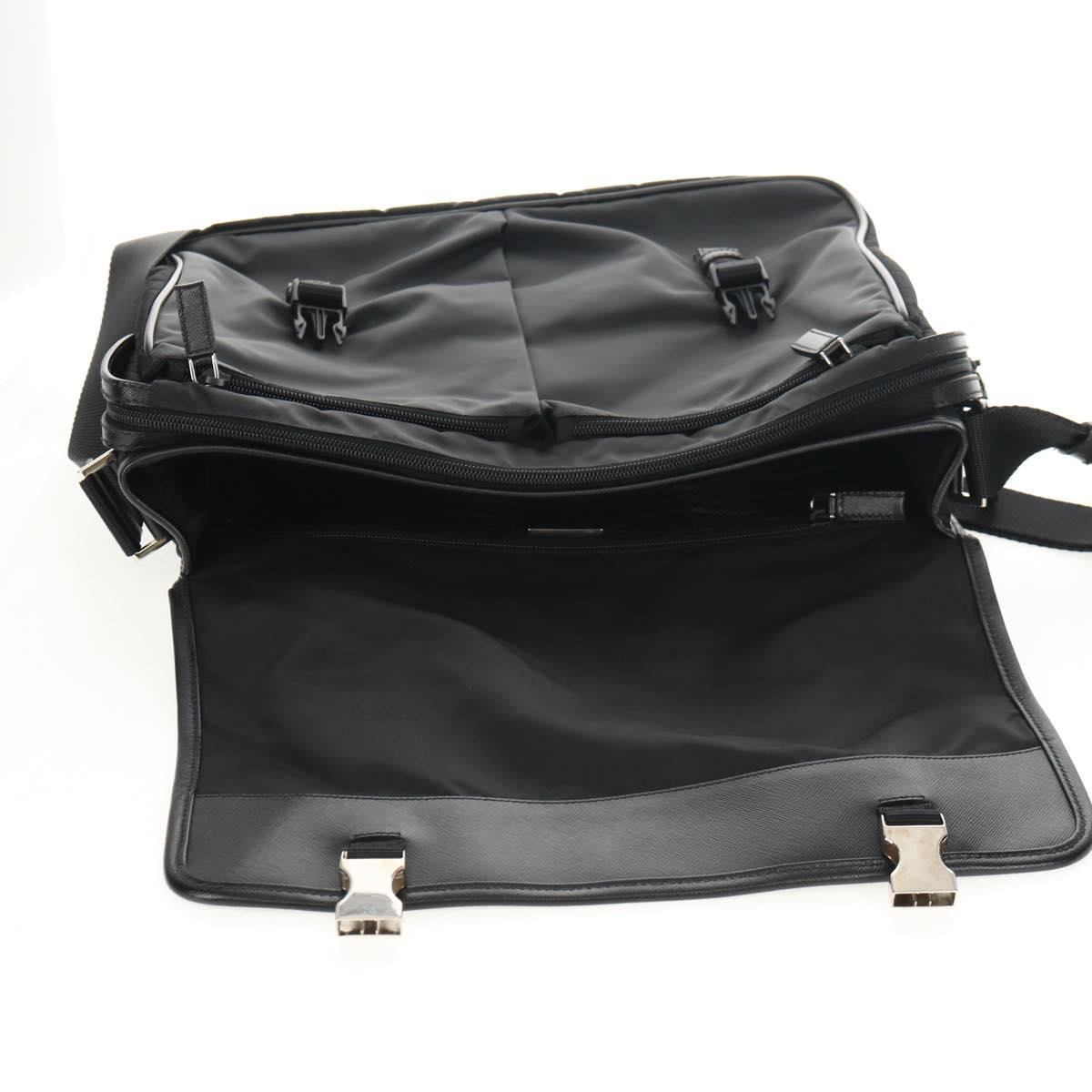 PRADA Shoulder Bag Nylon Black Silver Auth am9598V