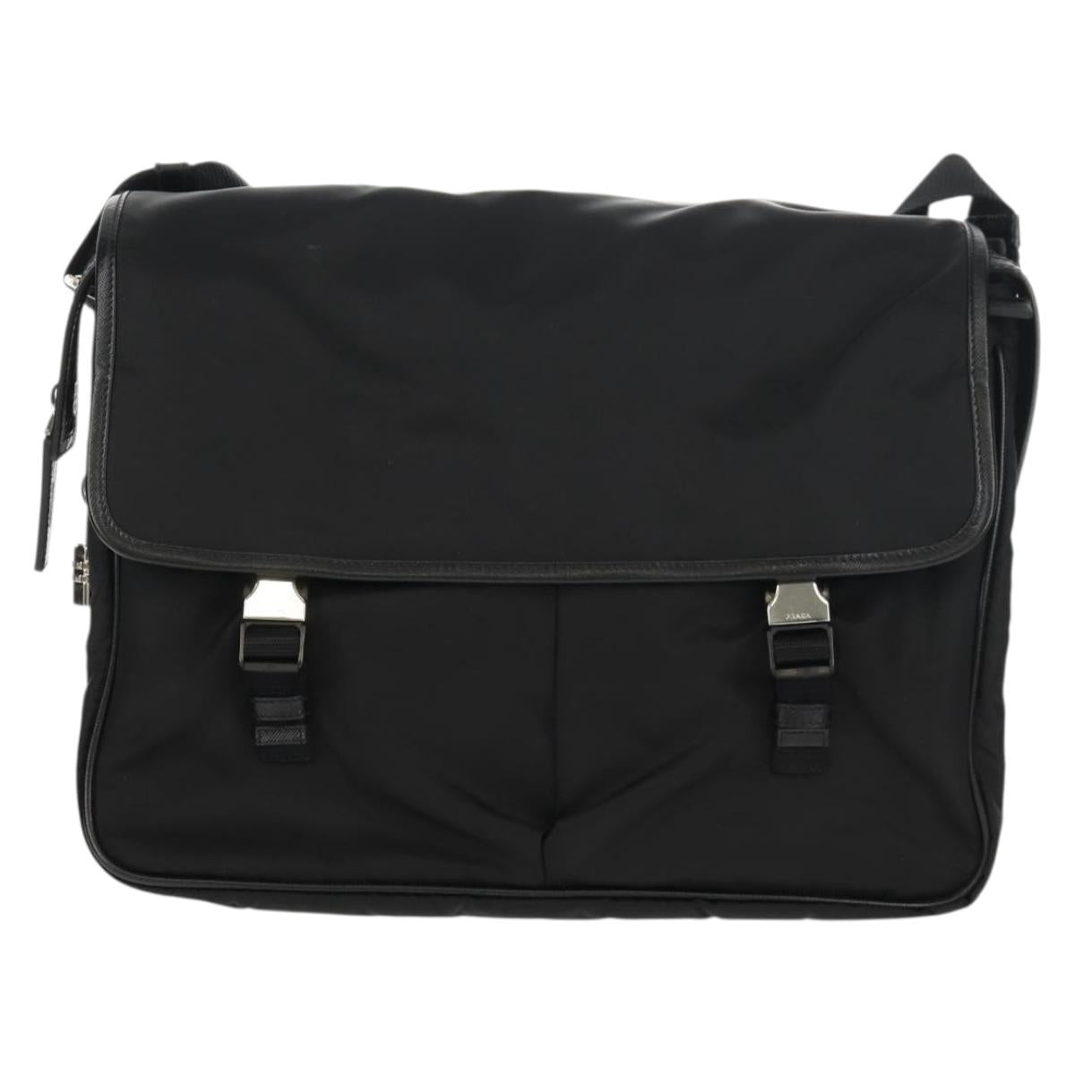 PRADA Shoulder Bag Nylon Black Silver Auth am9598V