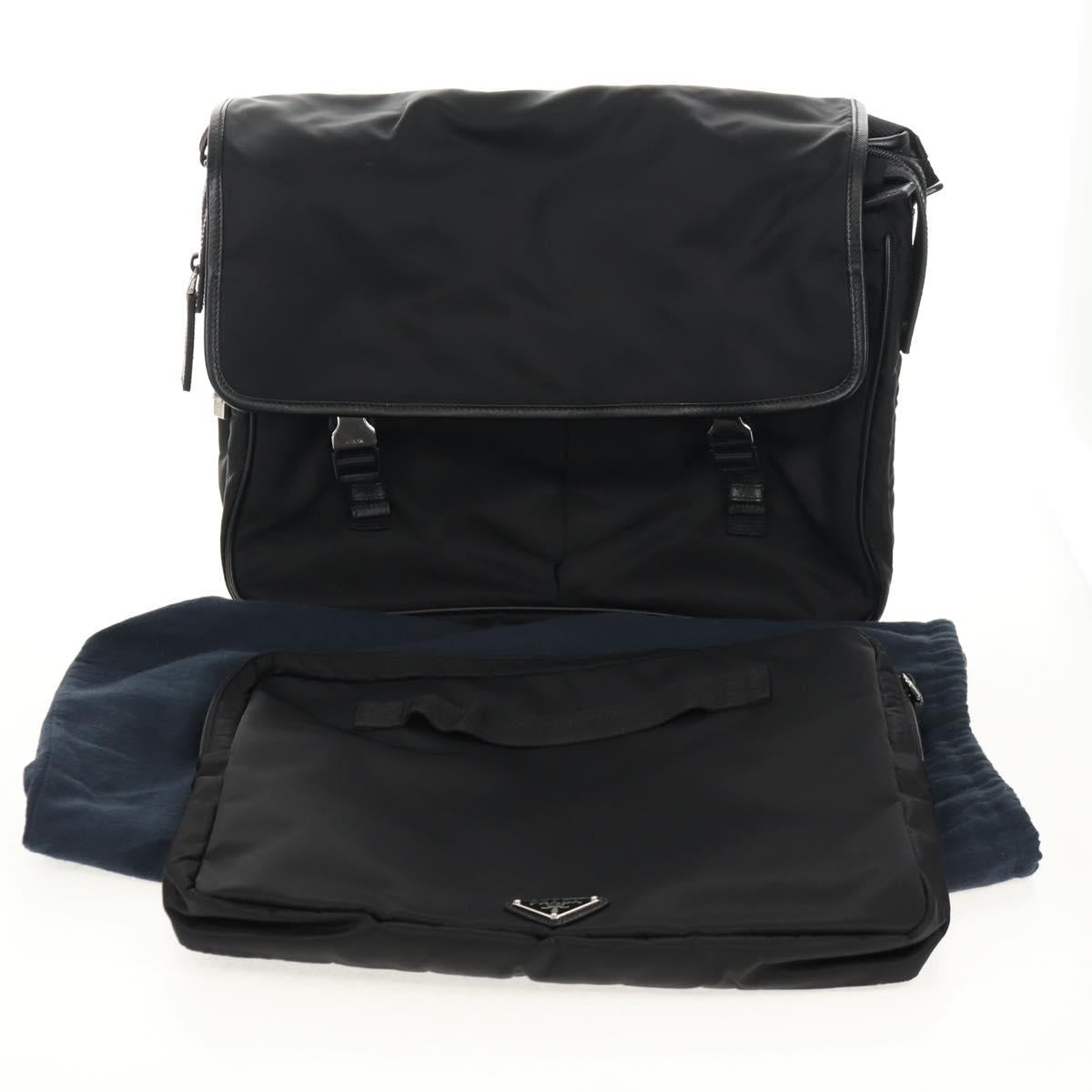 PRADA Shoulder Bag Nylon Black Silver Auth am9598V