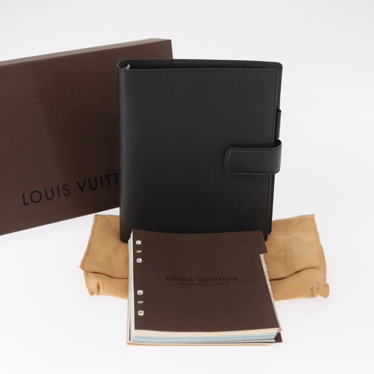 LOUIS VUITTON Taiga Agenda GM Day Planner Cover Black R20232 LV Auth am9599