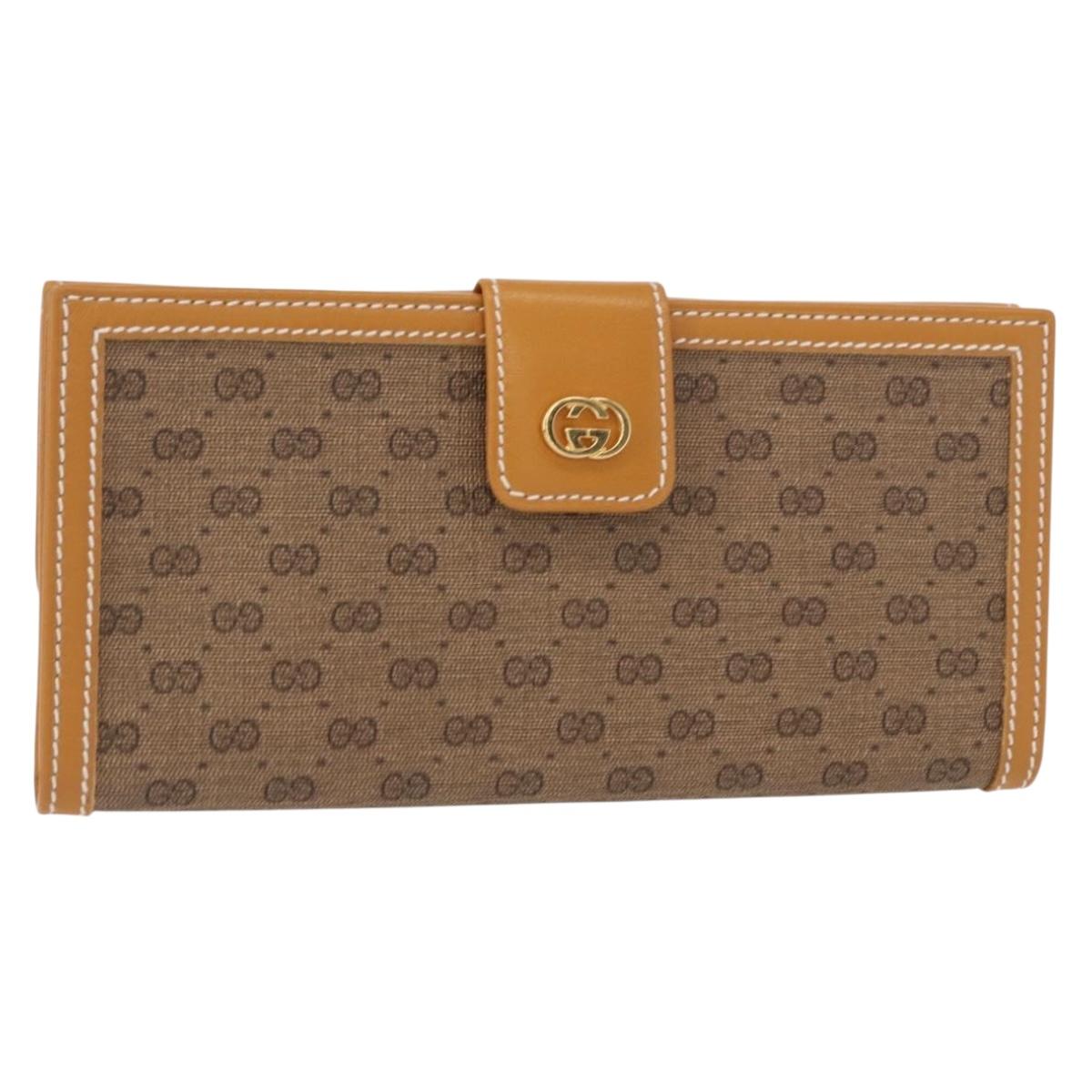 GUCCI Micro GG Supreme Long Wallet PVC Beige Gold 035 001 0758 Auth am9600V