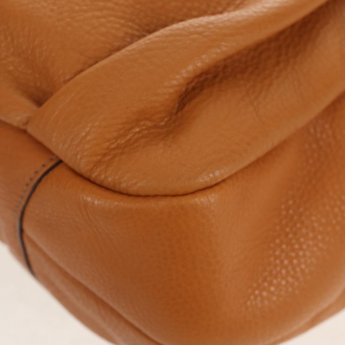 PRADA Shoulder Bag Leather Brown Gold Auth am9602V