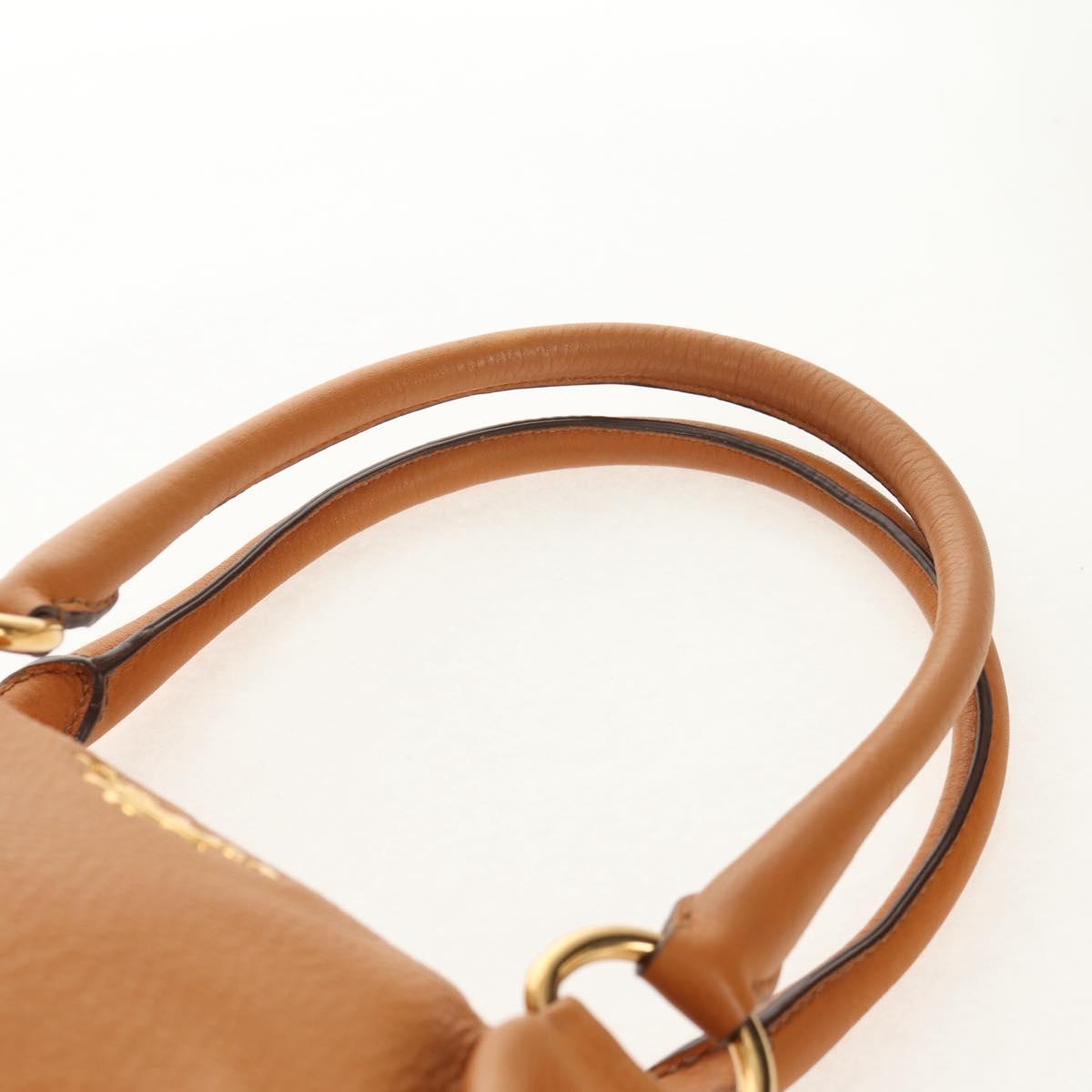 PRADA Shoulder Bag Leather Brown Gold Auth am9602V