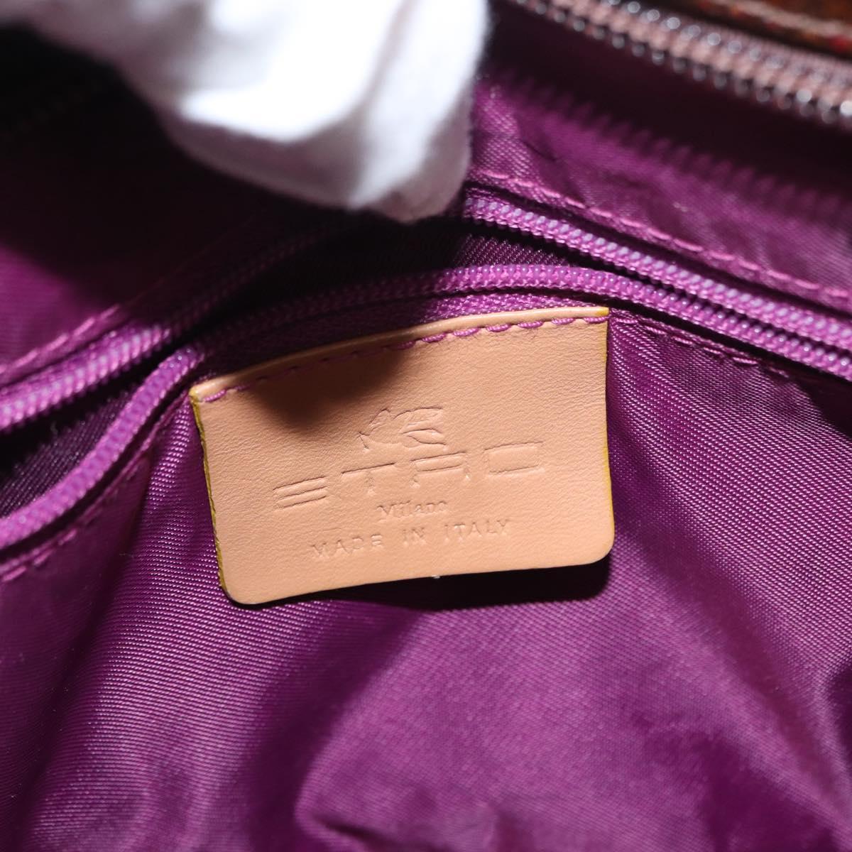 ETRO Paisley Shoulder Bag Canvas Brown Auth am9604