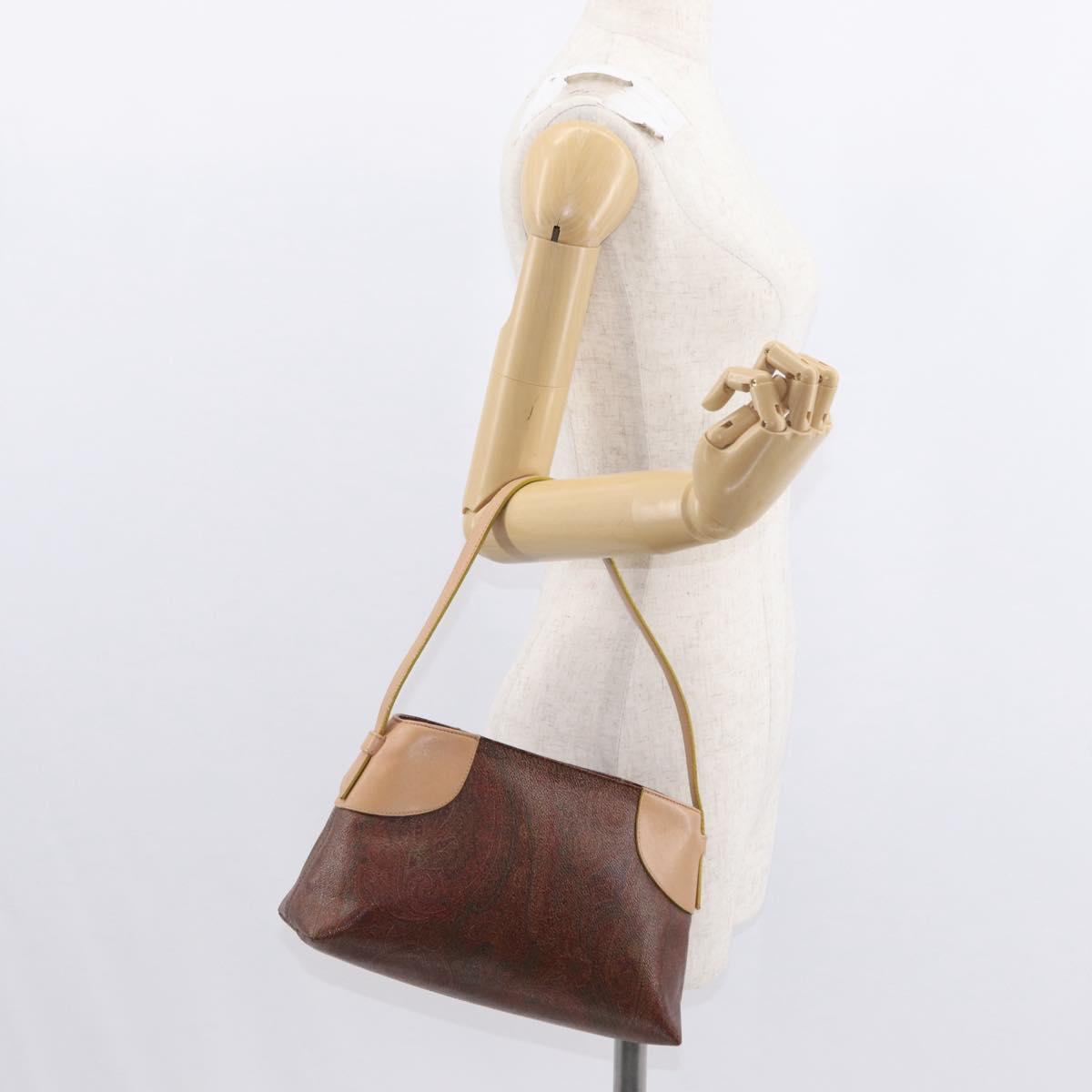 ETRO Paisley Shoulder Bag Canvas Brown Auth am9604