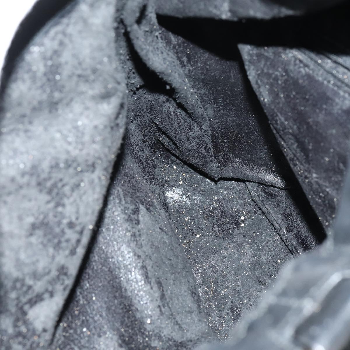 GUCCI Bamboo Shoulder Bag Leather 2way Black Gold 001 1998 1577 Auth am9605