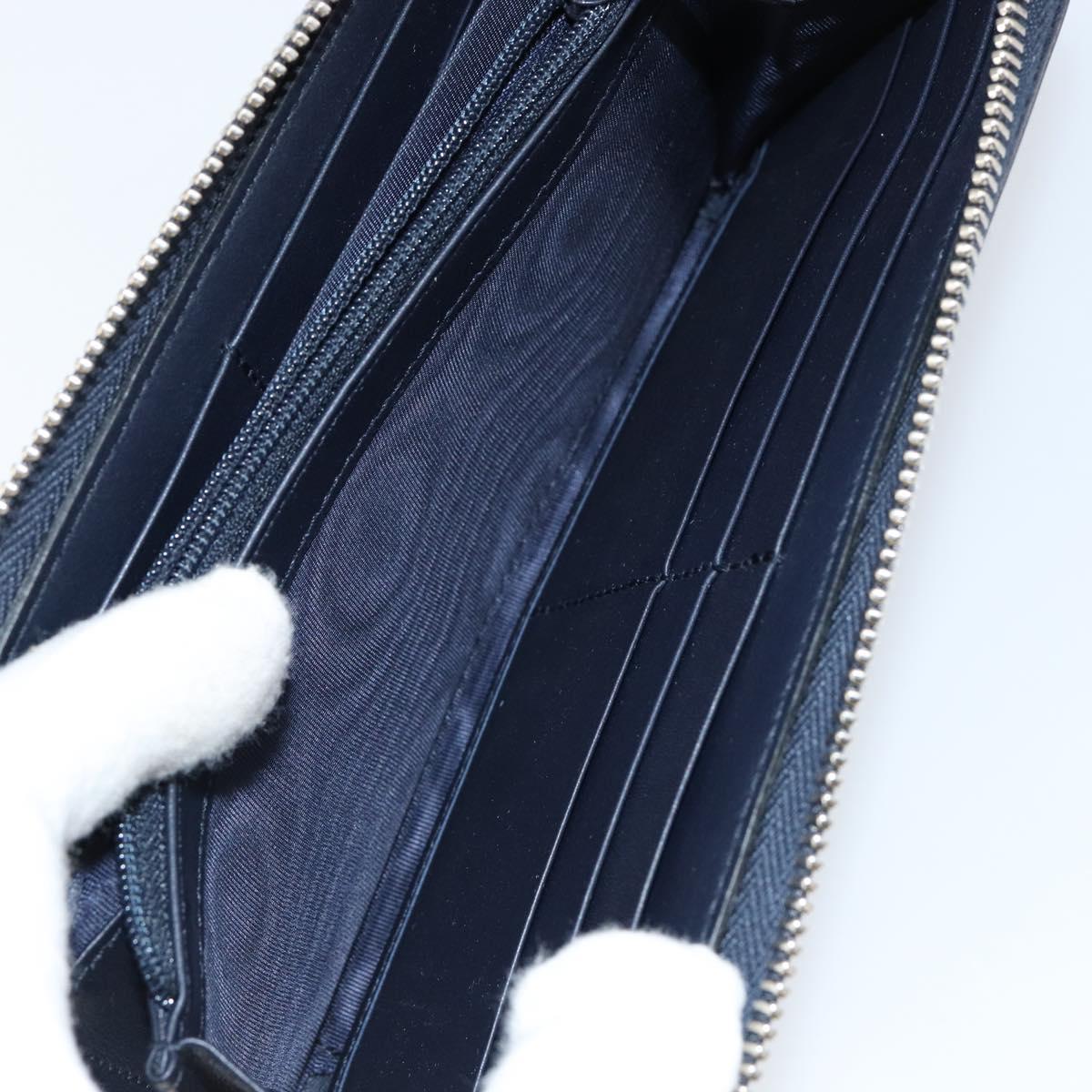 GUCCI Sherry Line Long Wallet Leather Navy Silver 344096 Auth am9608