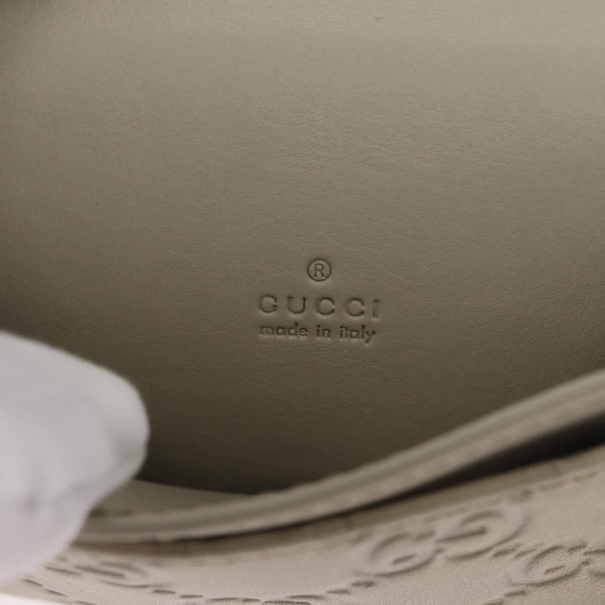 GUCCI GG Canvas Guccissima Card Case Leather White 120965 Auth am9609V