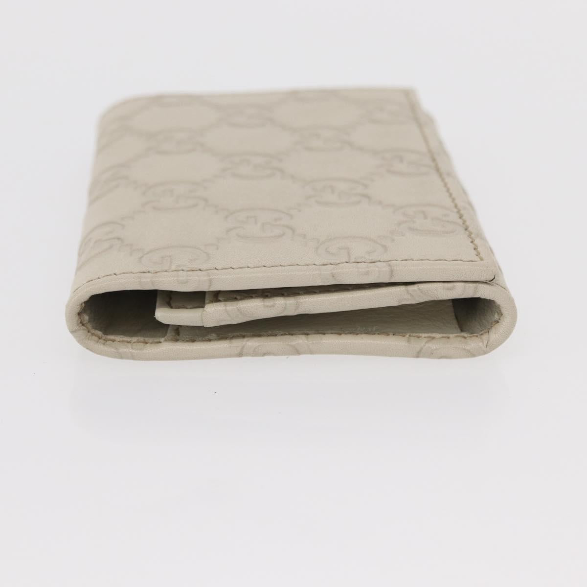 GUCCI GG Canvas Guccissima Card Case Leather White 120965 Auth am9609V