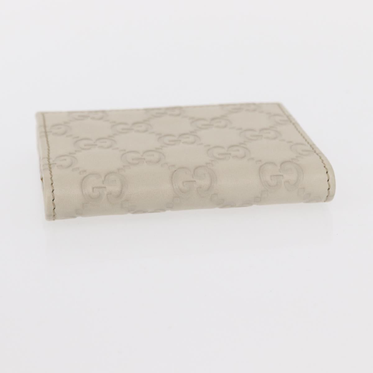 GUCCI GG Canvas Guccissima Card Case Leather White 120965 Auth am9609A