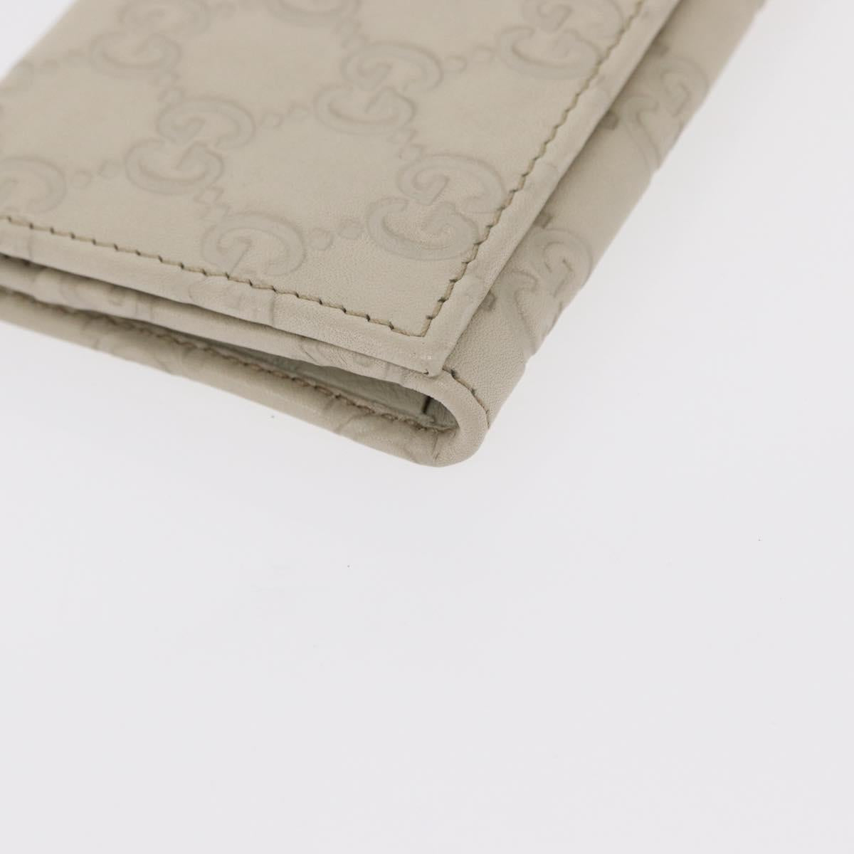 GUCCI GG Canvas Guccissima Card Case Leather White 120965 Auth am9609V