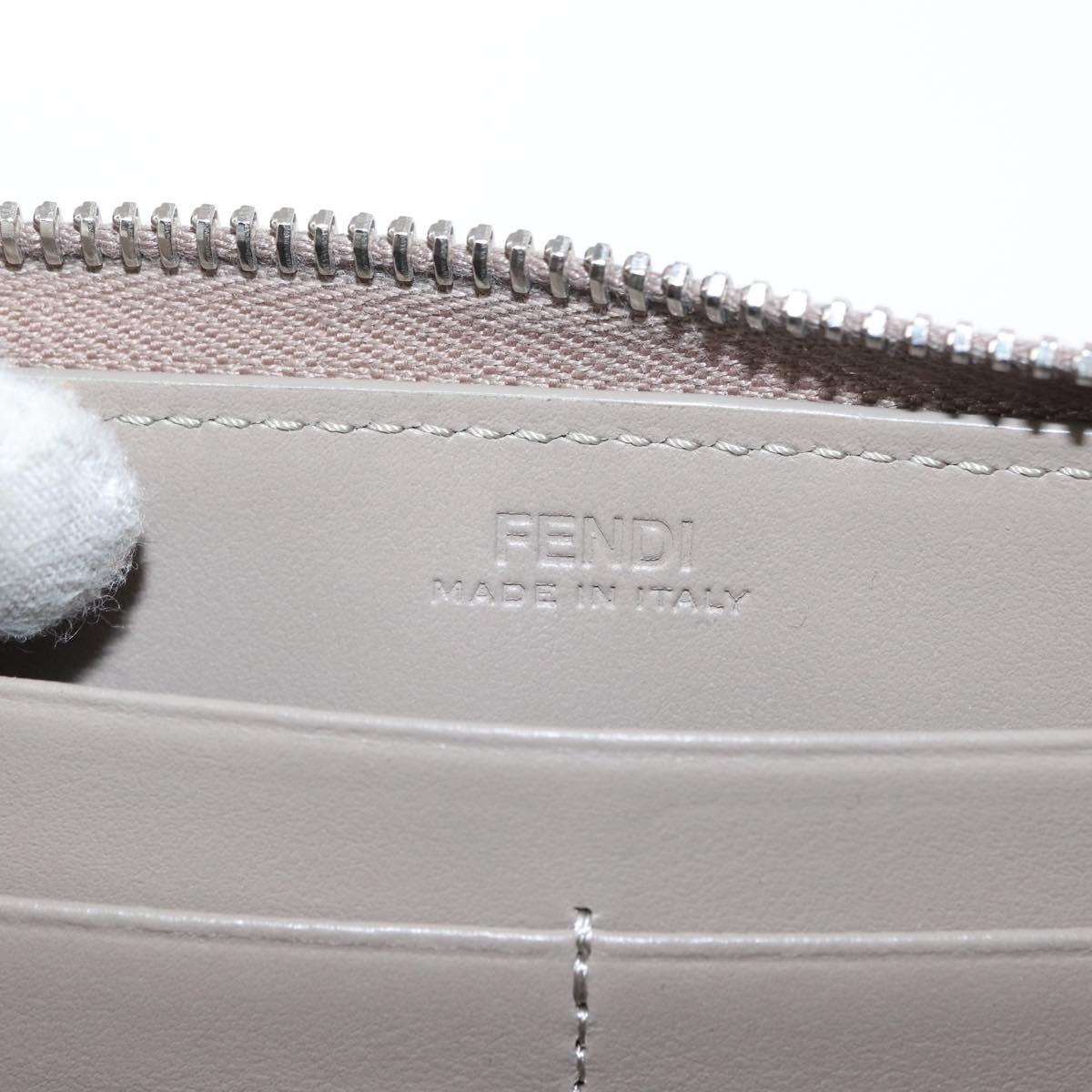 FENDI Long Wallet Leather Beige Gold Auth am9610