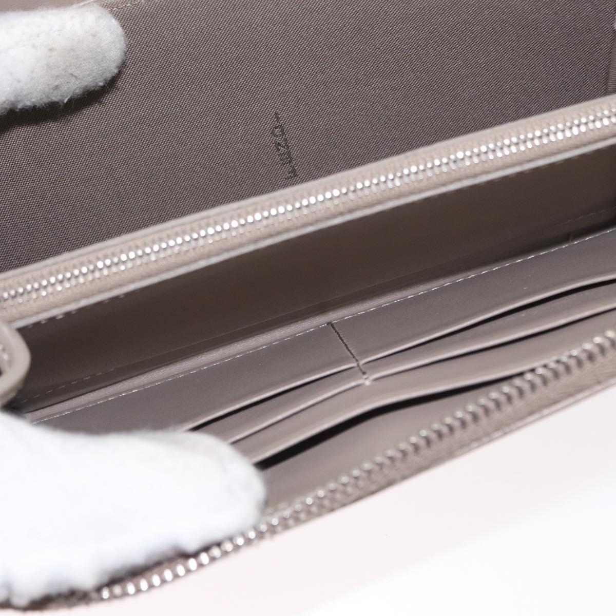 FENDI Long Wallet Leather Beige Gold Auth am9610