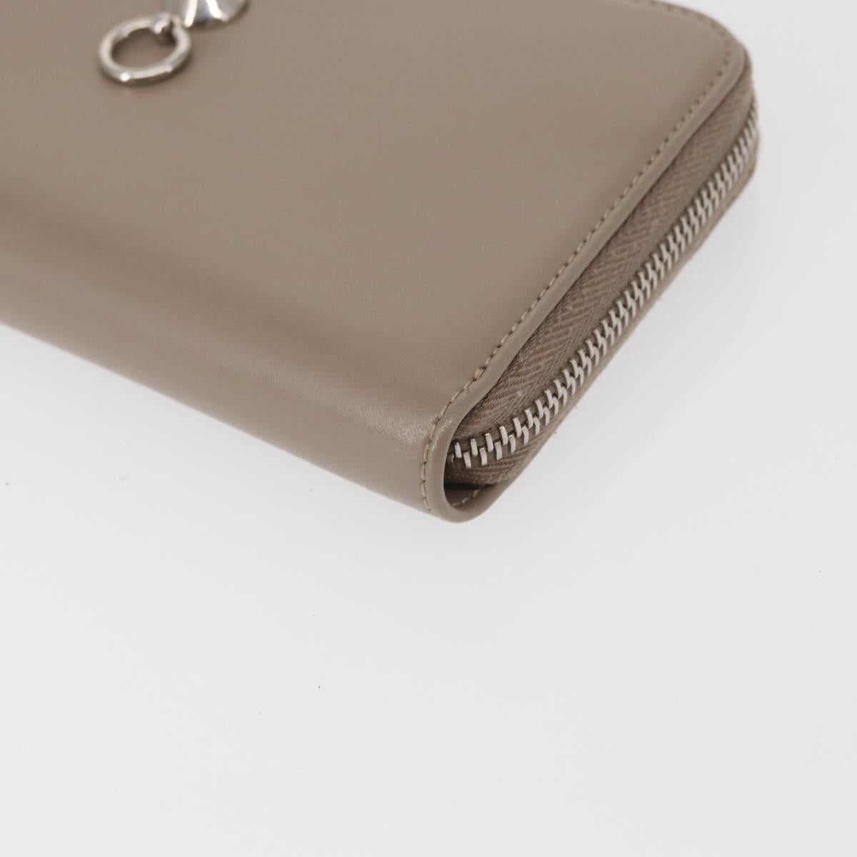 FENDI Long Wallet Leather Beige Gold Auth am9610