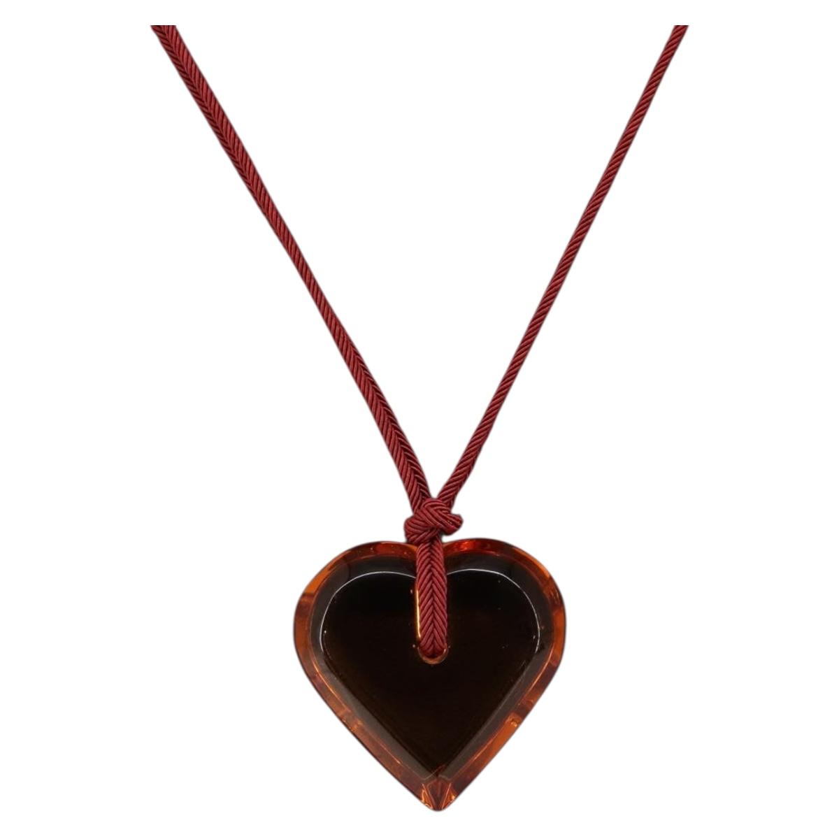 Baccarat Necklace Glass Orange Auth am9611